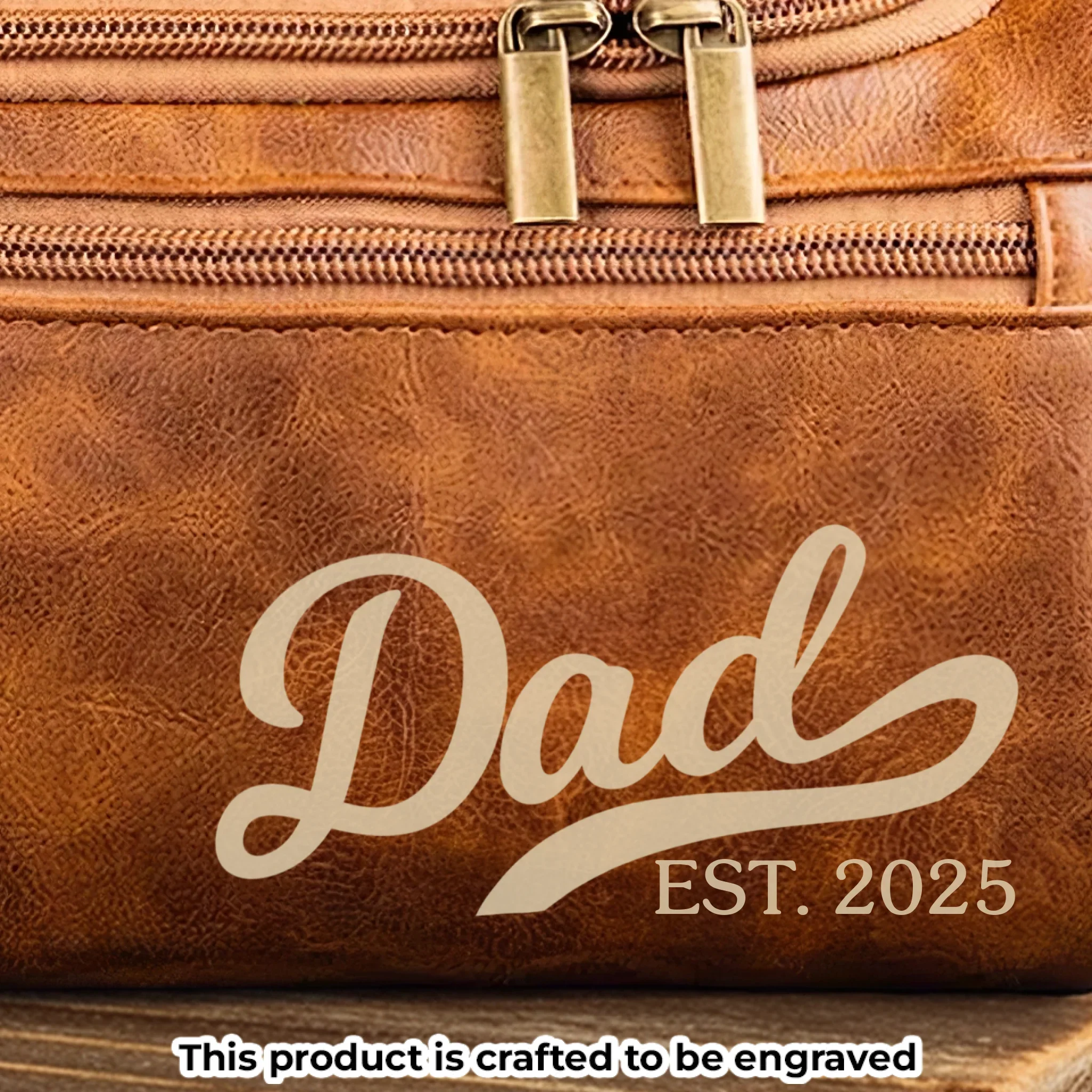 Custom Engraved Leather Toiletry Bag - Personalized Birthday Gifts For Dad, Grandpa - Strong Roots Gentle Hearts - Robaser