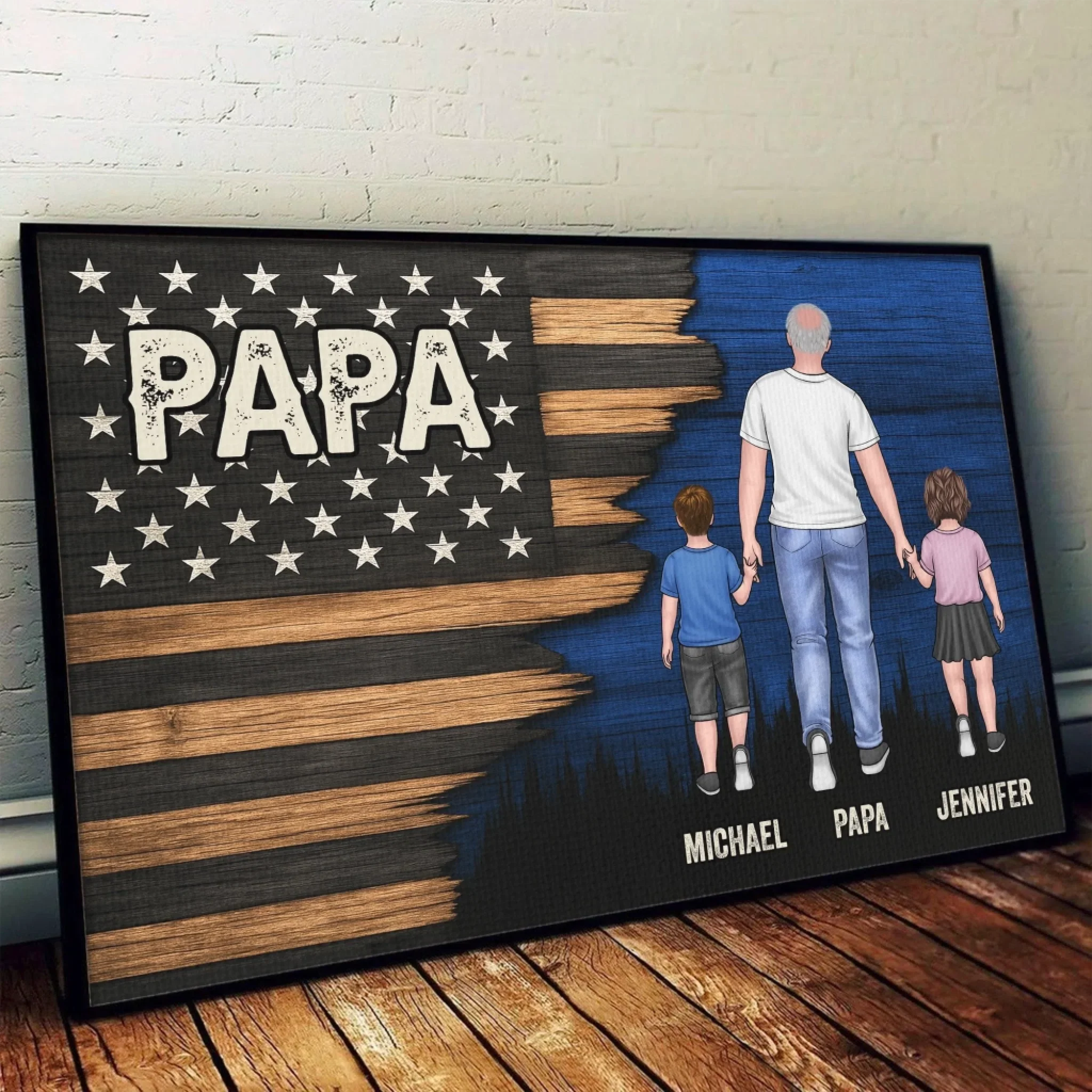 Held By Your Hands, Guided By Your Heart - Family Personalized Custom Horizontal Poster - Father's Day, Gift For Dad, Grandpa - Robaser