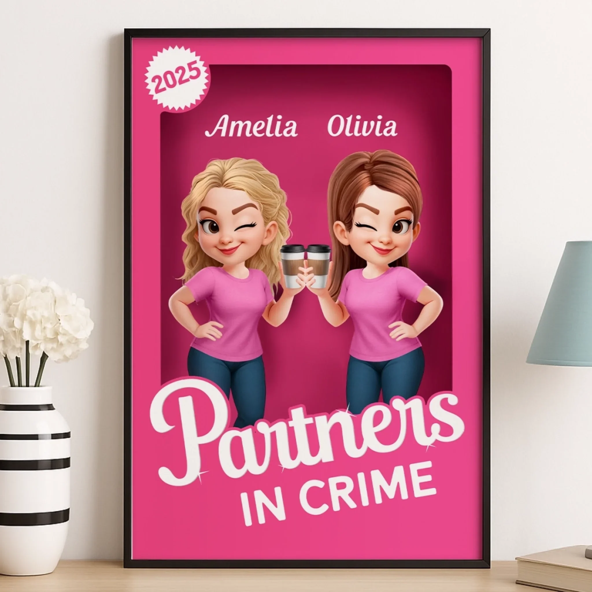 Custom Vertical Poster - Personalized Best Friend Birthday Gifts For Women, Besties, Sisters, BFF - Double Trouble Best Friends - Robaser