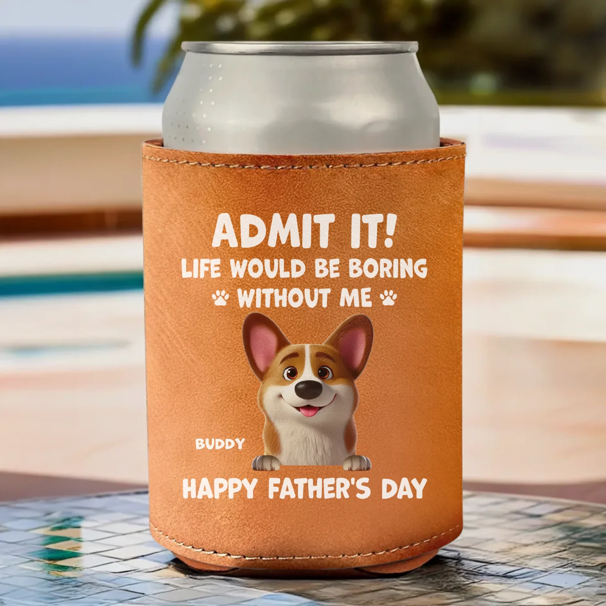 Dog Hair, Don  t Care - Dog Personalized Custom Leather Can Cooler - Father's Day, Gift For Pet Owners, Pet Lovers - Robaser