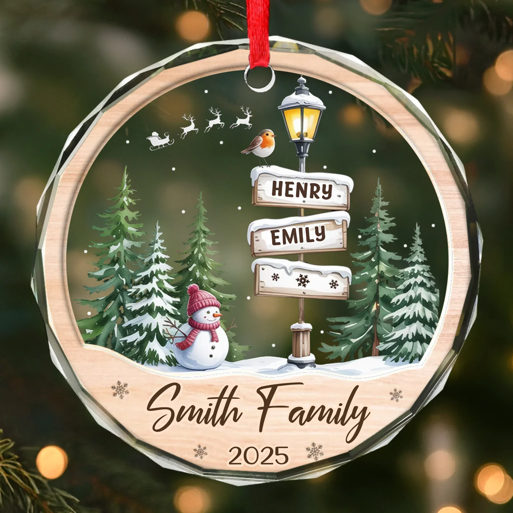Custom Circle Glass Ornament - Personalized Christmas Birthday Gifts For Mom, Dad, Brother, Sister, Kids - Home In Our Hearts - Robaser