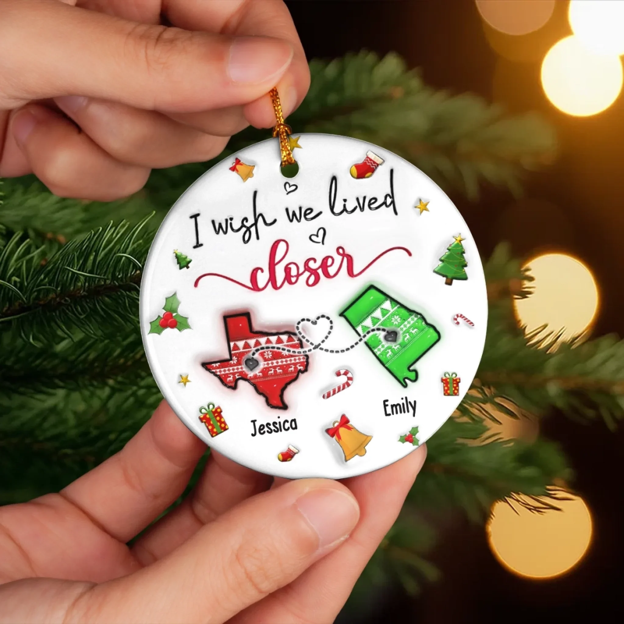 Custom Long Distance Ceramic Ornament - Personalized Best Friend Christmas Birthday Gifts For Women, Besties, Sisters, BFF - Miles Can  t Break Us - Robaser