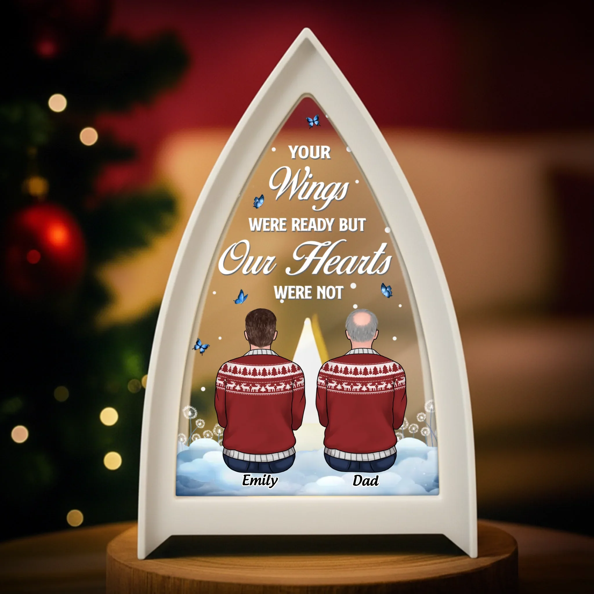 Custom LED Tabletop Lantern Light - Personalized Christmas Memorial Sympathy Gifts For Loss Of Mom, Dad - Your Light Shines Forever - Robaser