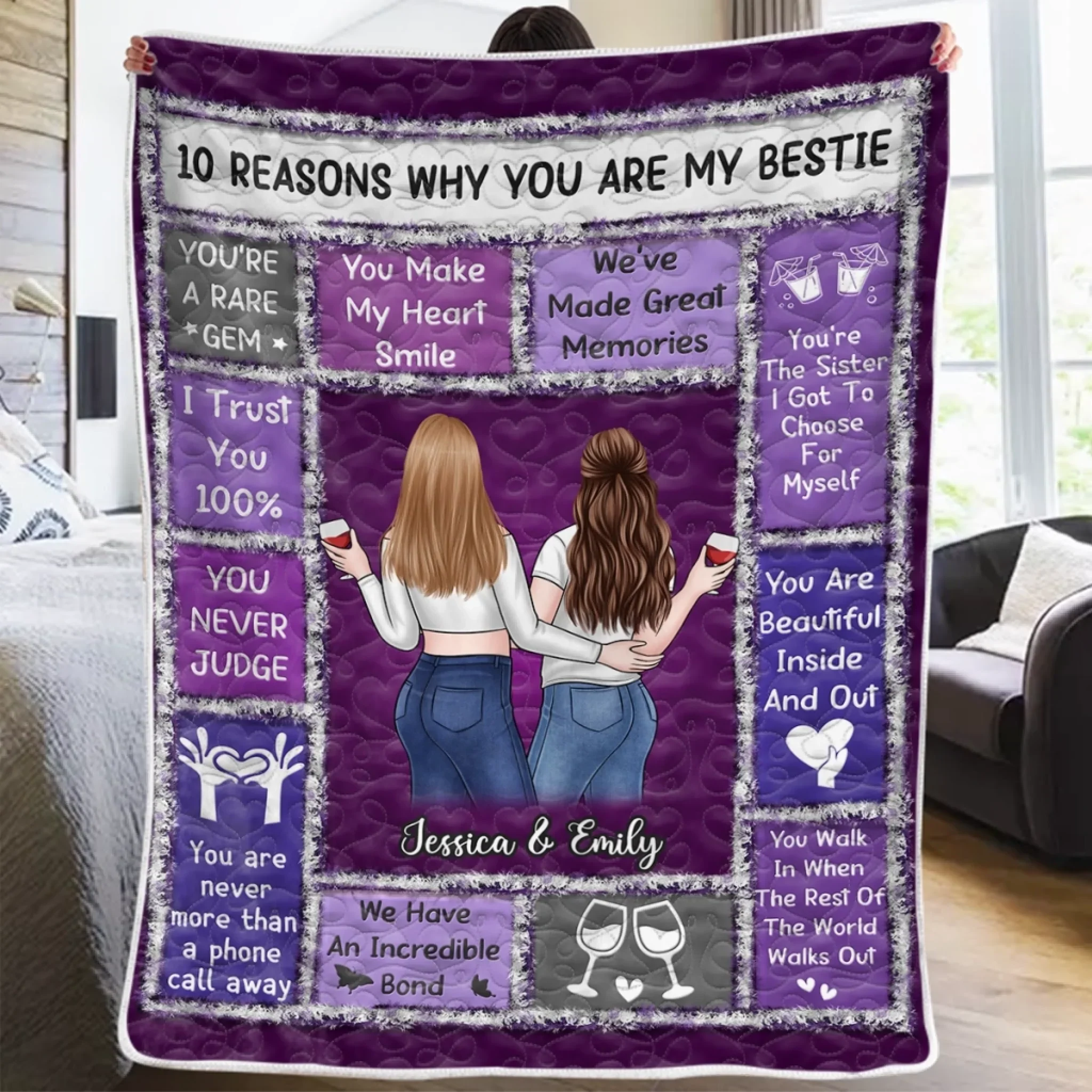 Custom Blanket - Personalized Best Friend Birthday Gifts For Women, Besties, Sisters, BFF - Warmth Of Our Bond - Robaser