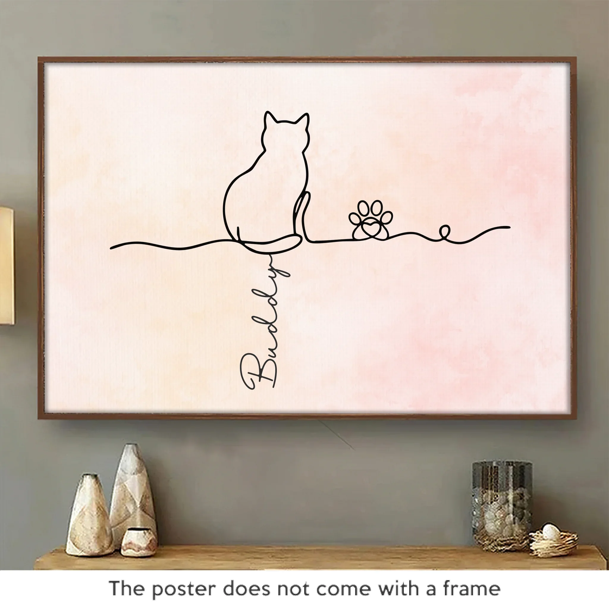 Custom Horizontal Poster - Personalized Pet Memorial Sympathy Gifts For Cats - Always With Us In Spirit - Robaser