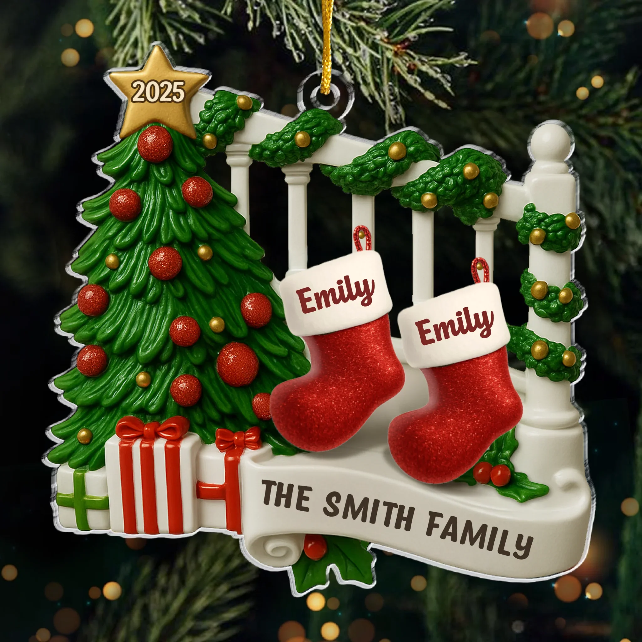 Custom Acrylic Ornament - Personalized Christmas Birthday Gifts For Mom, Dad, Kids - A Family Stitched By Love - Robaser