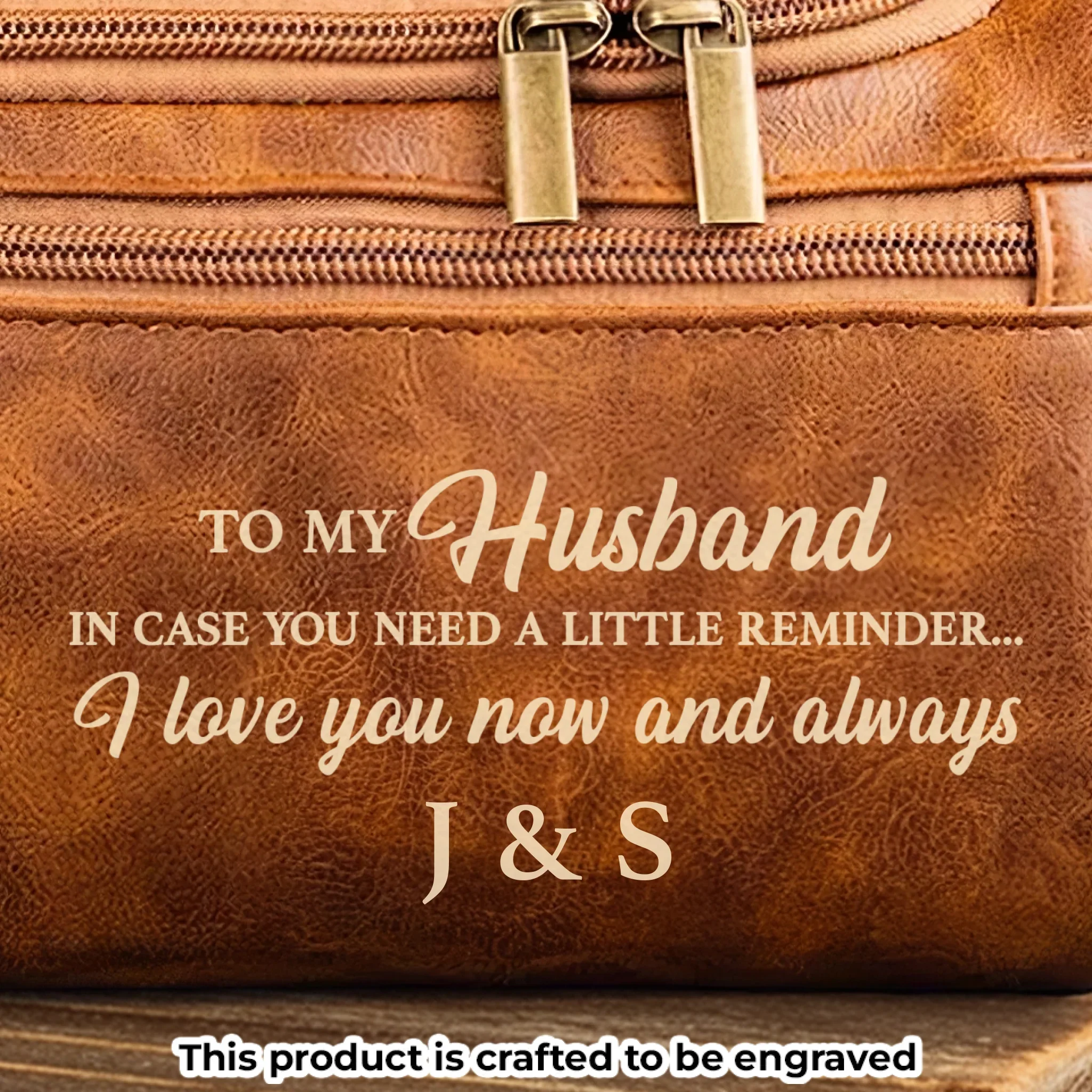 Custom Engraved Leather Toiletry Bag - Personalized Birthday Gifts For Husband - For The Man I Love - Robaser