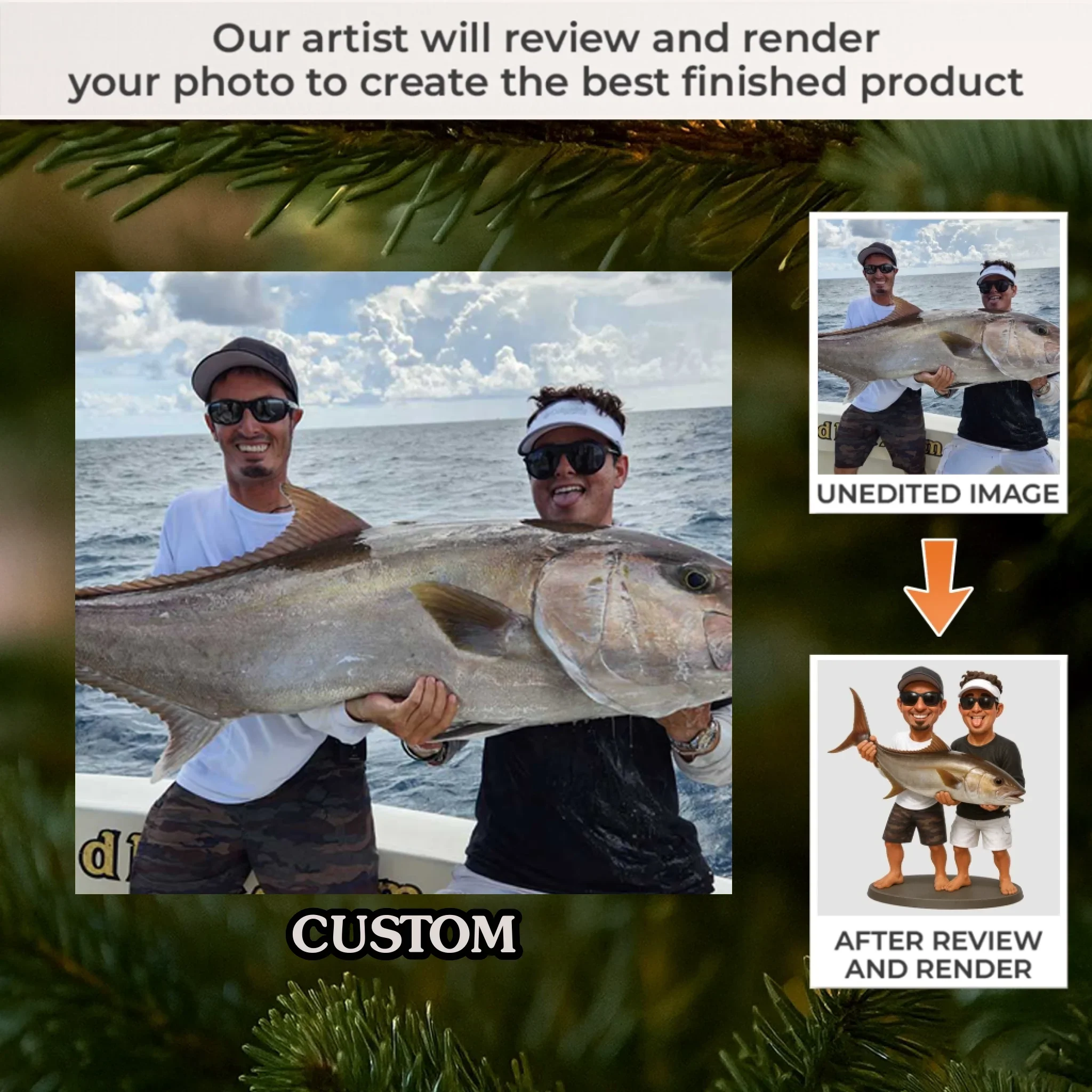 Custom Photo Acrylic Ornament - Personalized Christmas Birthday Fishing Gifts For Fisherman - Holly Jolly Fishing Day - Robaser