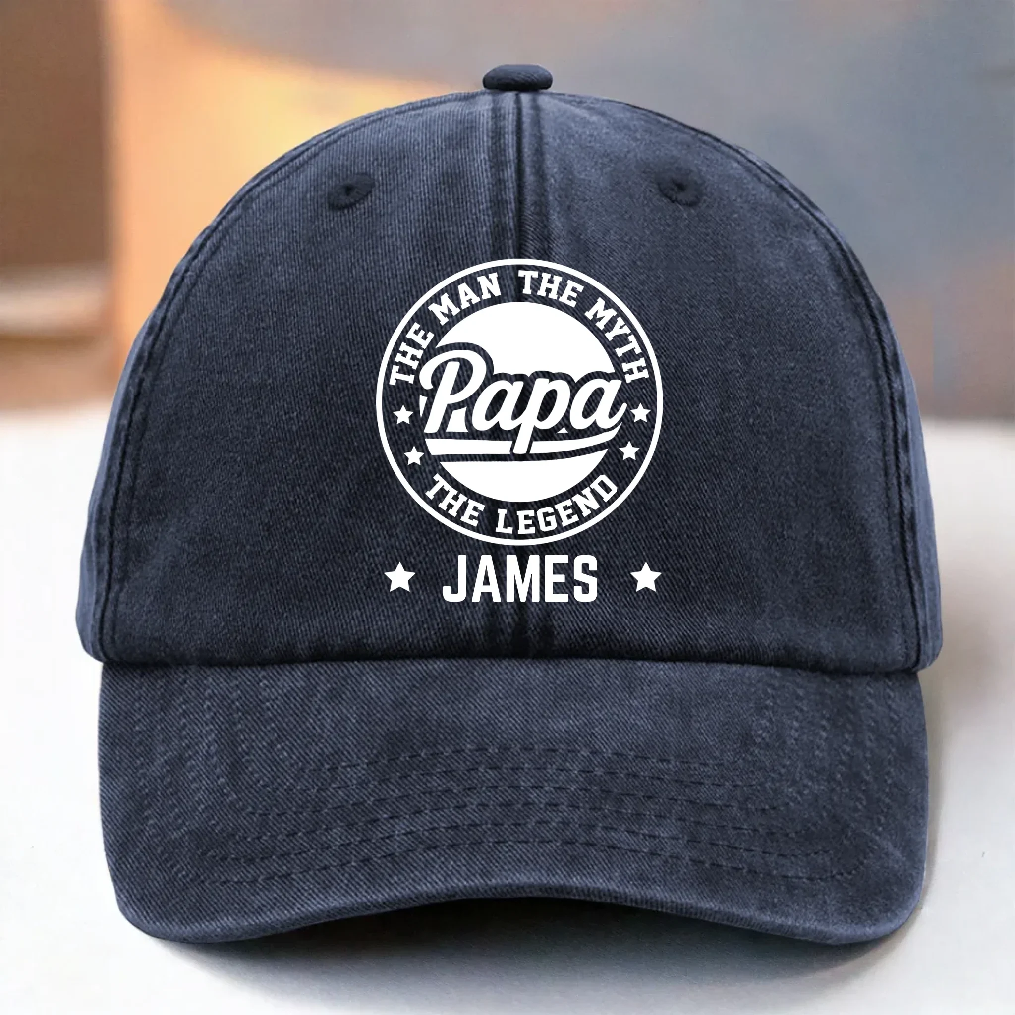 All Hail The Original Legend - Family Personalized Custom Vintage Washed Denim Baseball Cap - Father's Day, Gift For Dad, Grandpa - Robaser