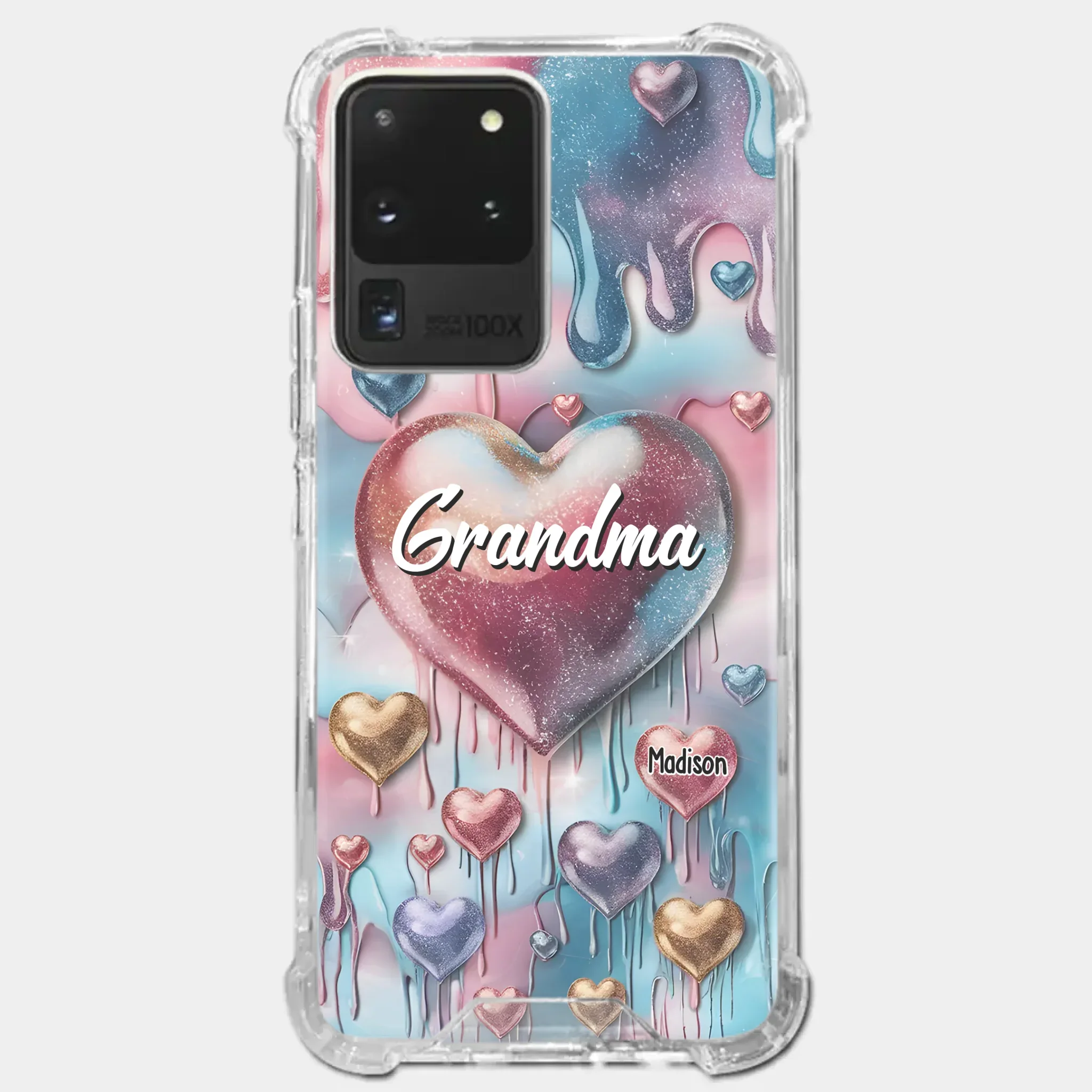 Forever In Grandmother's Heart - Family Personalized Custom 3D Inflated Effect Printed Clear Phone Case - Gift For Mom, Grandma - Robaser