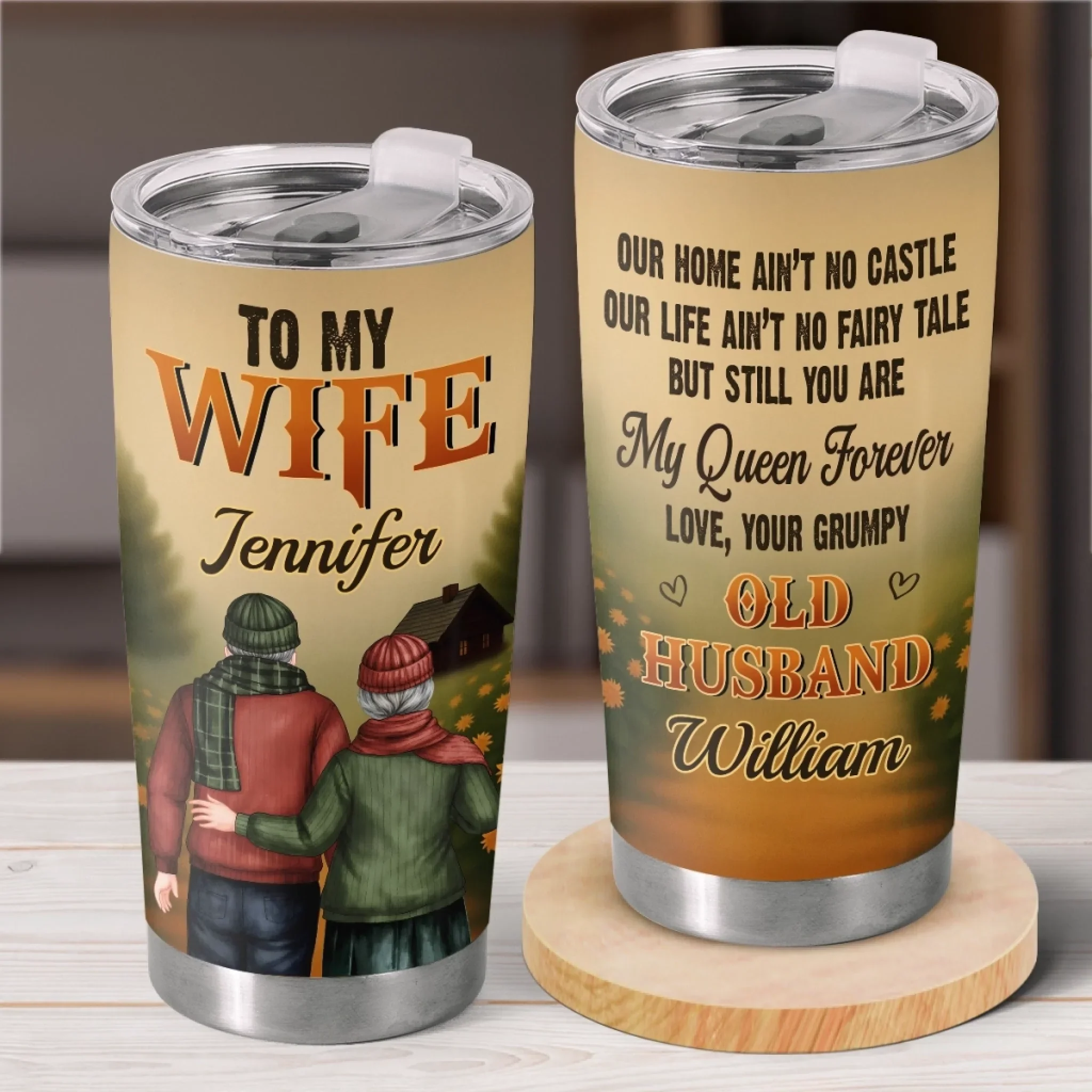 Custom Tumbler - Personalized Anniversary Wedding Gifts For Husband And Wife, Him And Her - Love Never Gets Old - Robaser