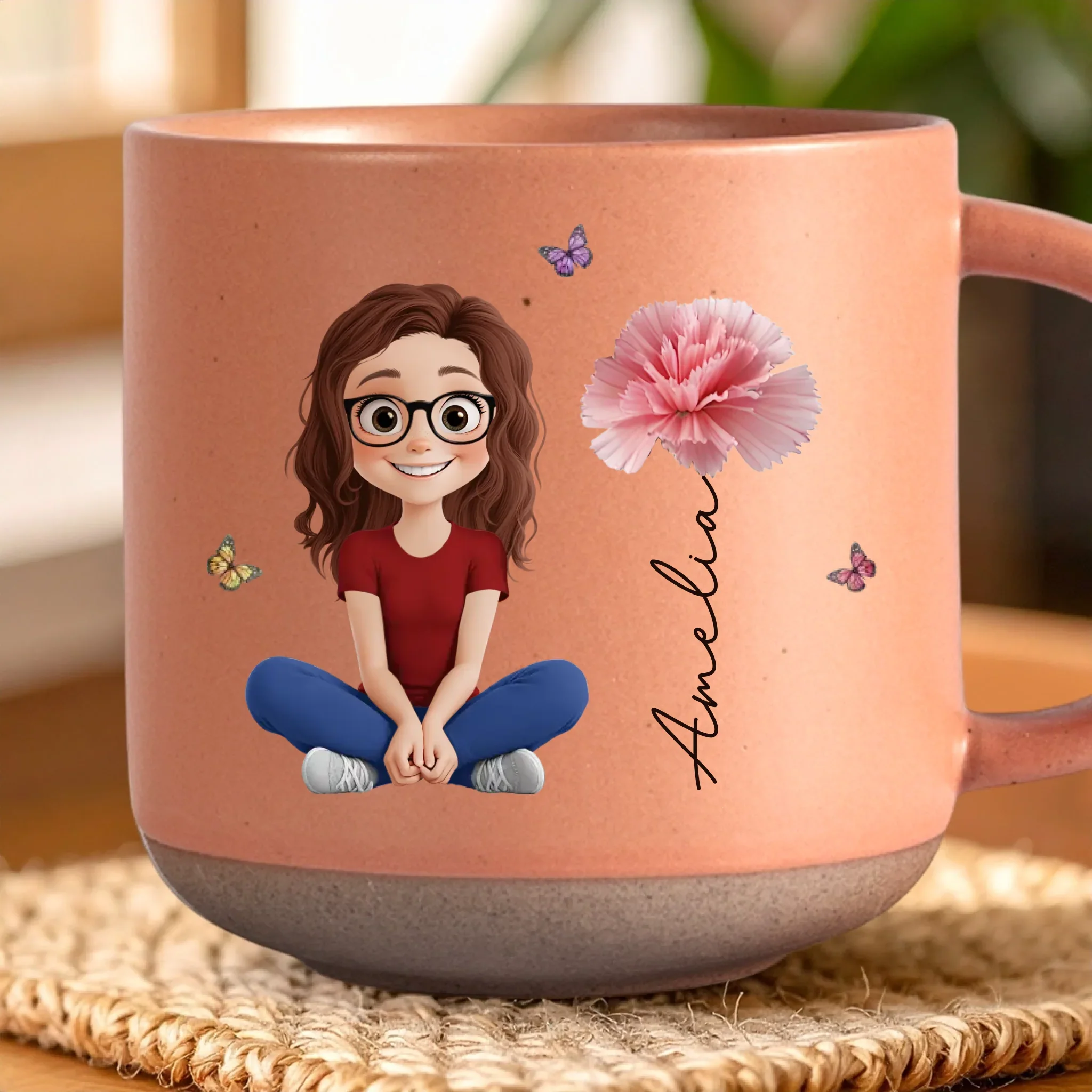 Custom Printed Pottery Mug - Personalized Birthday Gifts For Women, Besties, Sisters, BFF, Family, Yourself - Loved Beyond Measure - Robaser