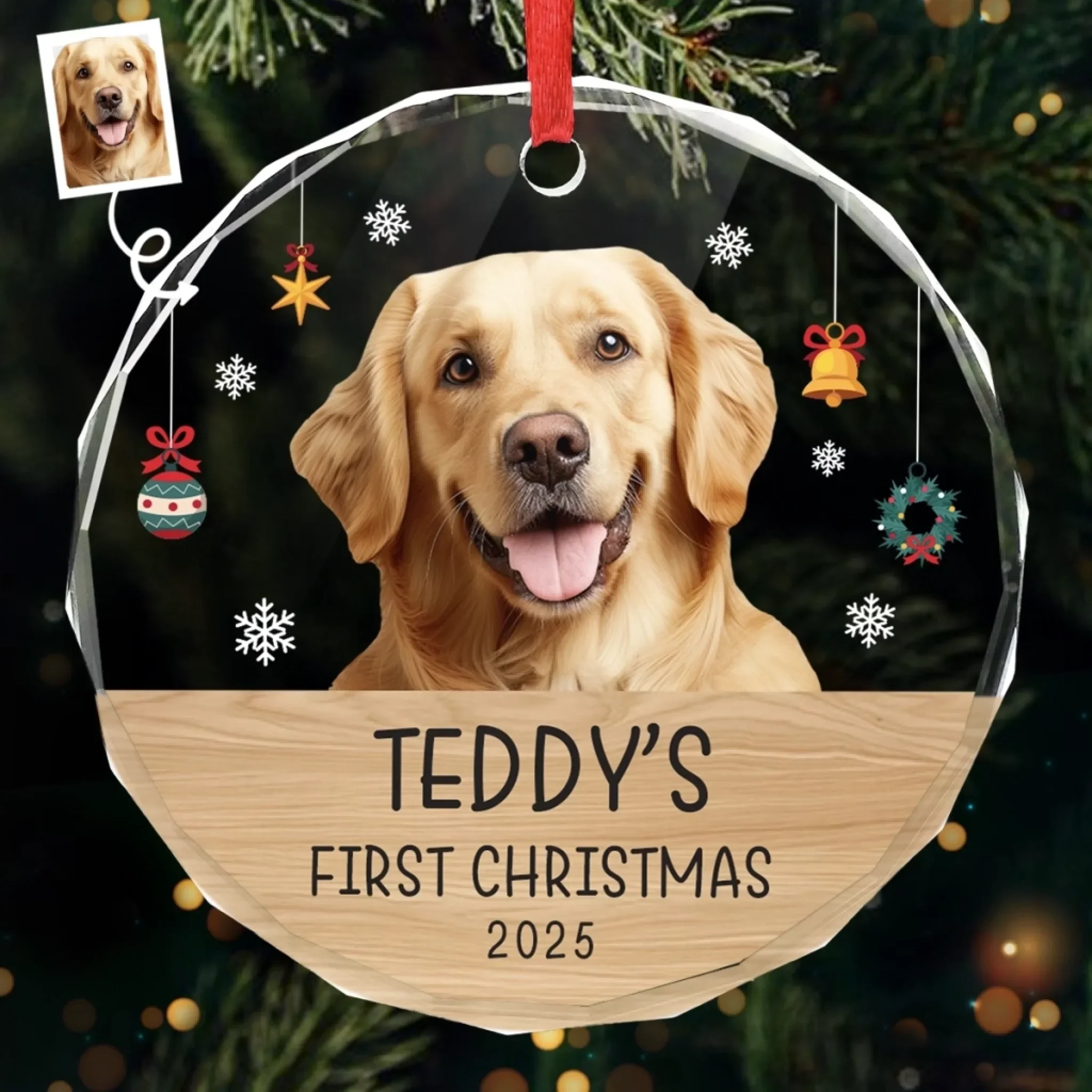 Custom Photo First Christmas Pet Glass Ornament - Personalized Christmas Birthday Gifts For Dog Lovers, Cat Lovers, Pet Dad And Mom, New Pet Ornament - Paw-Fect Christmas Begin - Robaser