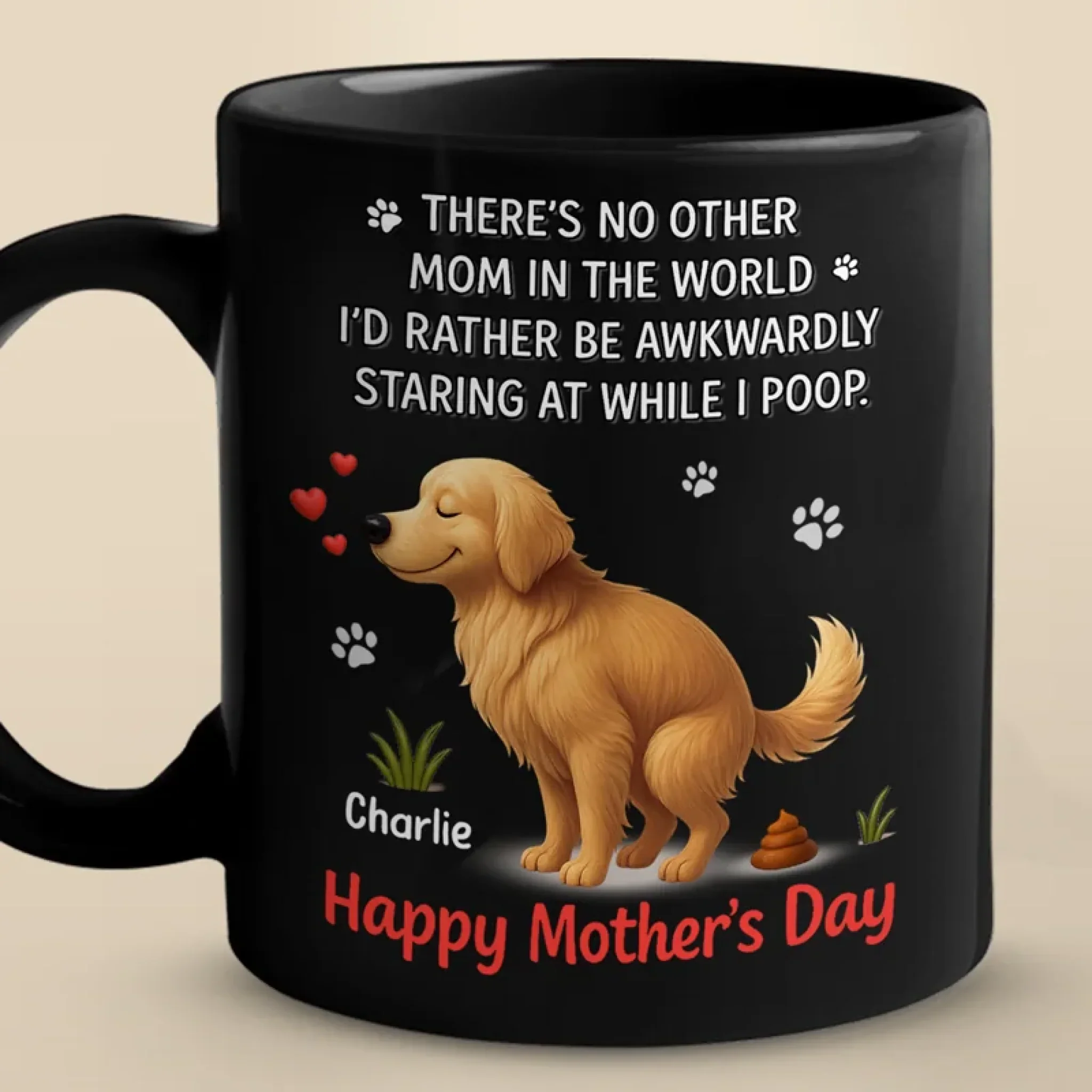 Mom's Love Knows No Stink - Dog Personalized Custom Black Mug - Mother's Day, Gift For Pet Owners, Pet Lovers - Robaser