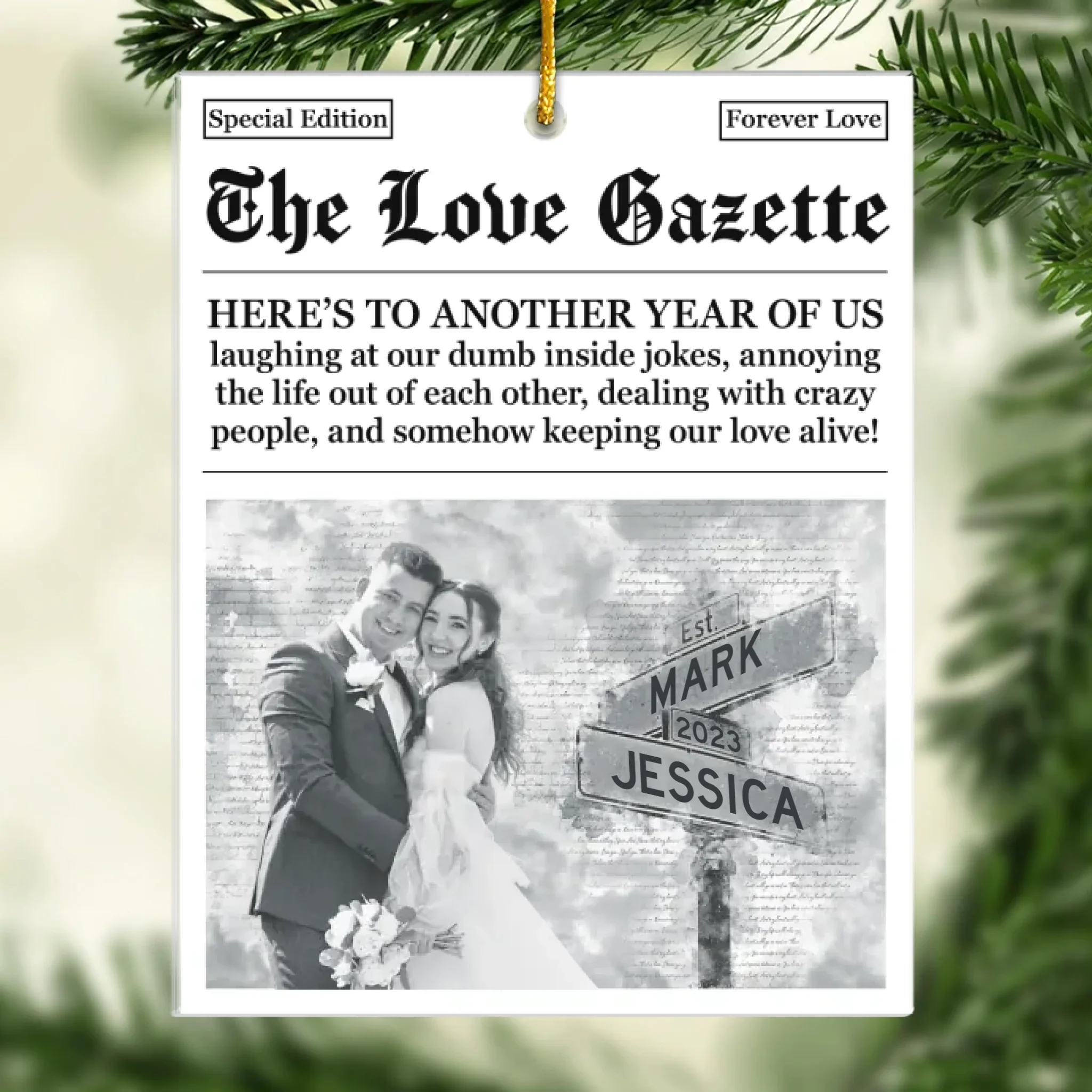 Custom Photo Acrylic Ornament - Personalized Anniversary Christmas Wedding Gifts For Husband And Wife, Him And Her - Daily Dose Of Us - Robaser