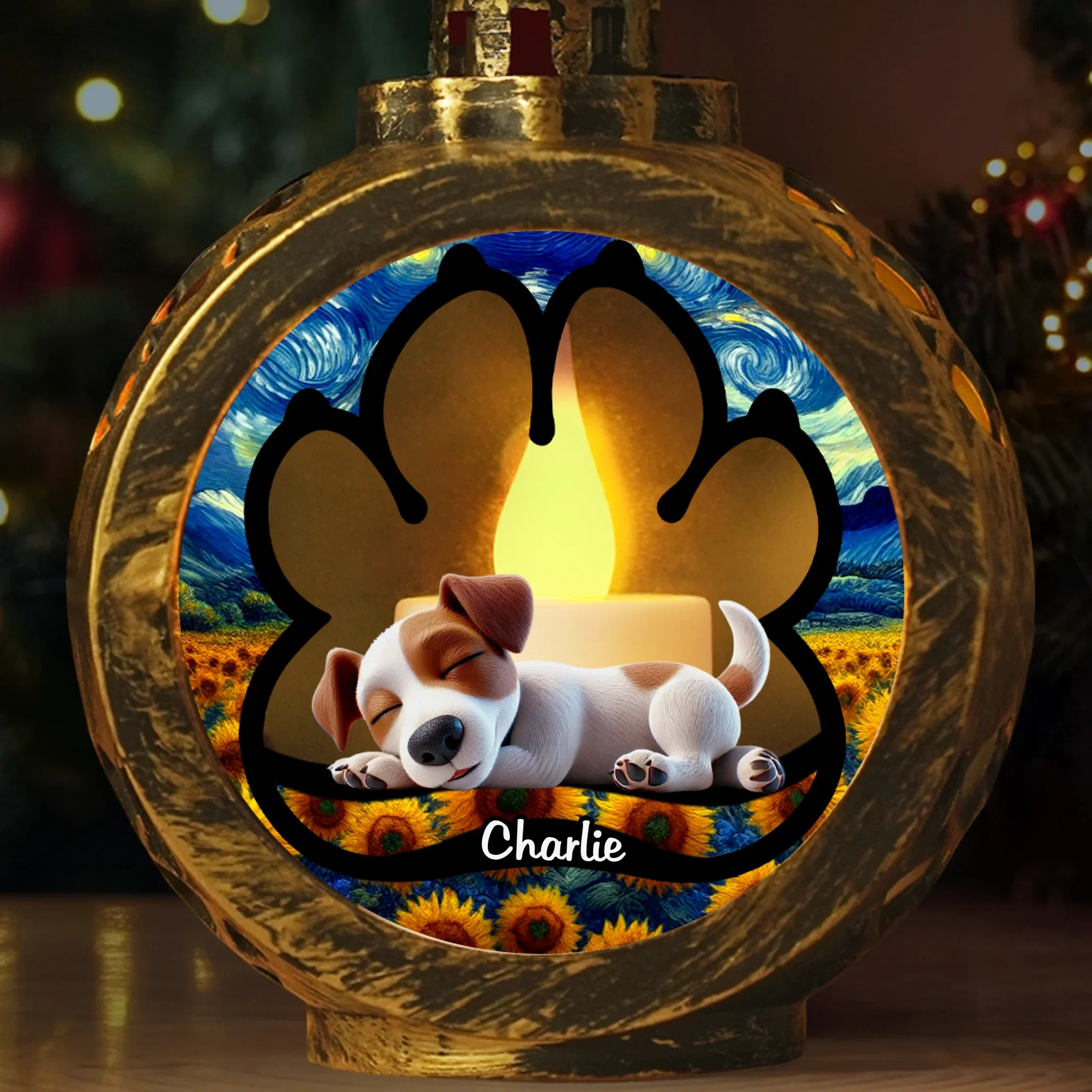 Custom Candlelight Lantern Ornament - Personalized Pet Christmas Memorial Sympathy Gifts For Dogs - Paw Prints Live In Our Hearts - Robaser