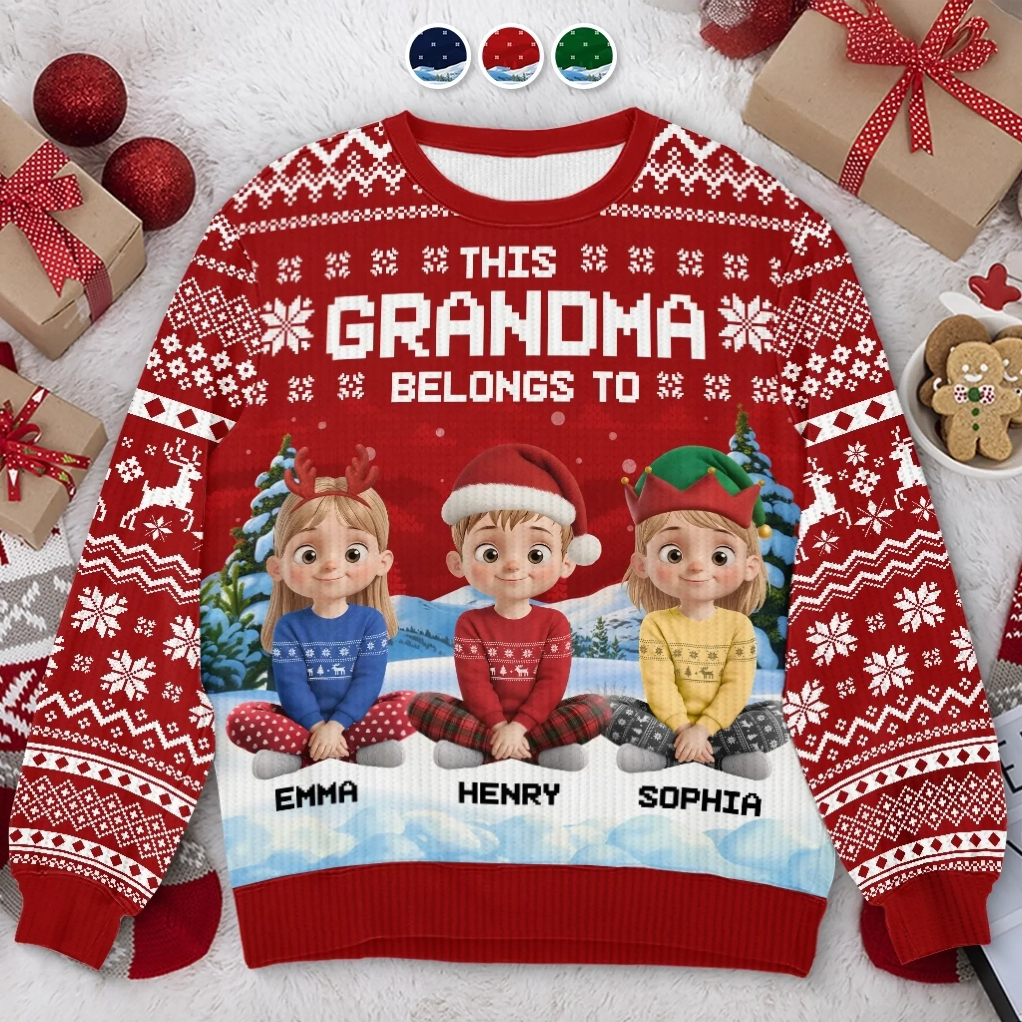 Custom Unisex Ugly Sweatshirt - Personalized Christmas Birthday Gifts For Mom, Grandma - Joyful Hearts Gather This Christmas - Robaser