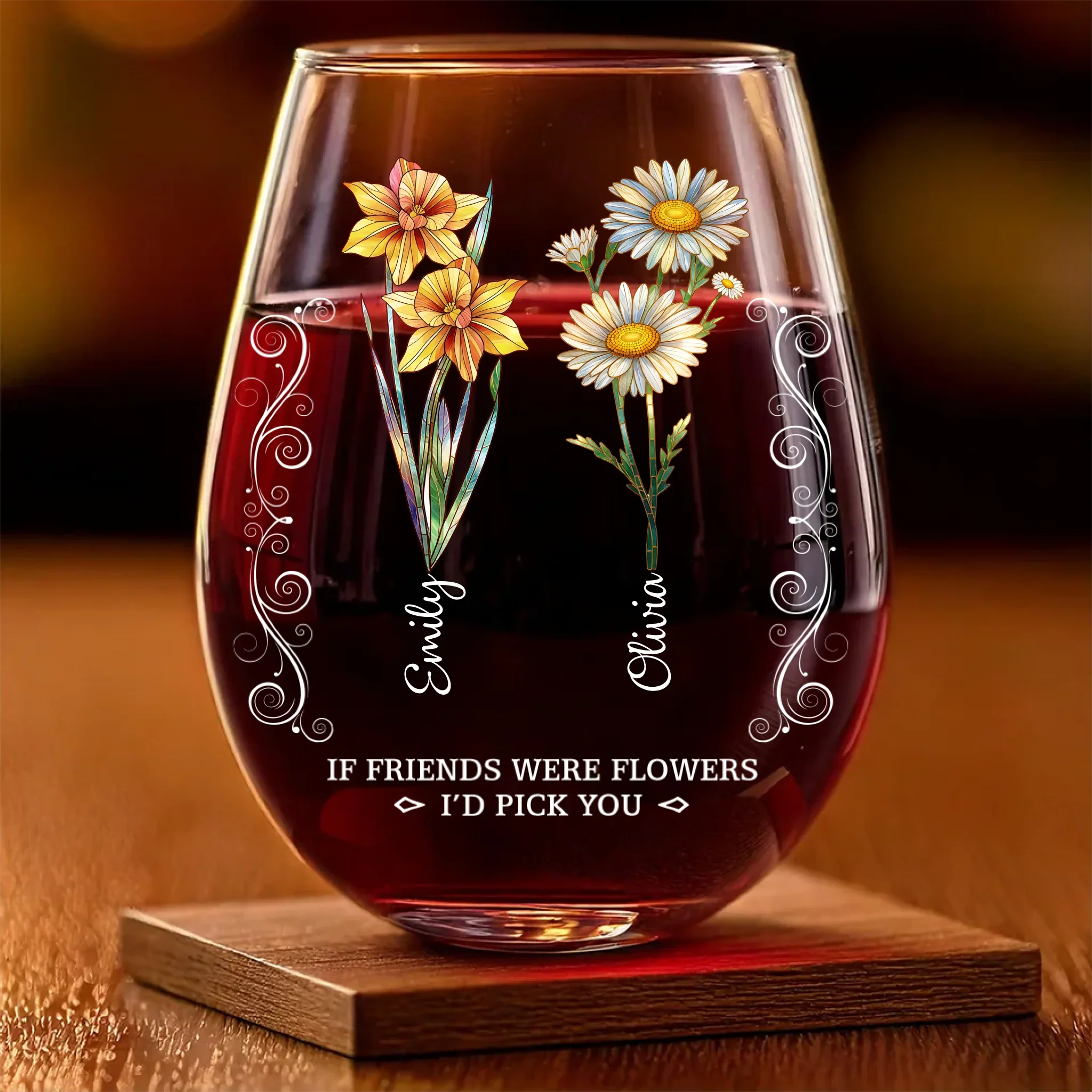 Custom Wine Glass - Personalized Best Friend Birthday Gifts For Women, Besties, Sisters, BFF - Friendship Knows No Distance - Robaser
