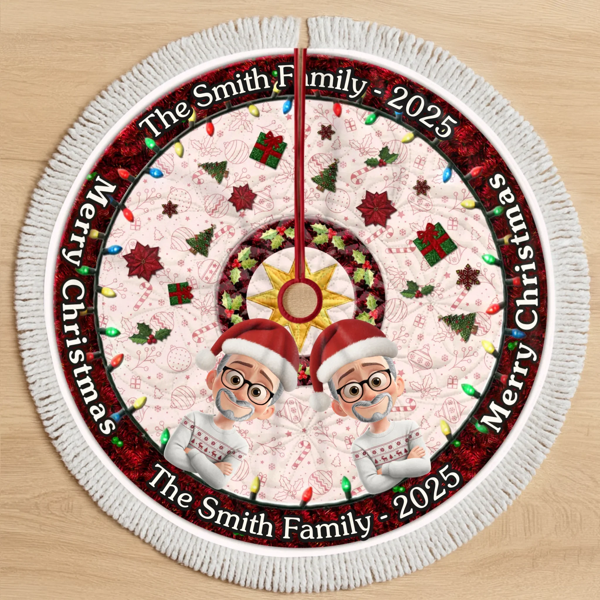 Custom Tree Skirt - Personalized Christmas Birthday Gifts For Mom, Dad, Brother, Sister, Kids - Love Warms Every Winter Night - Robaser