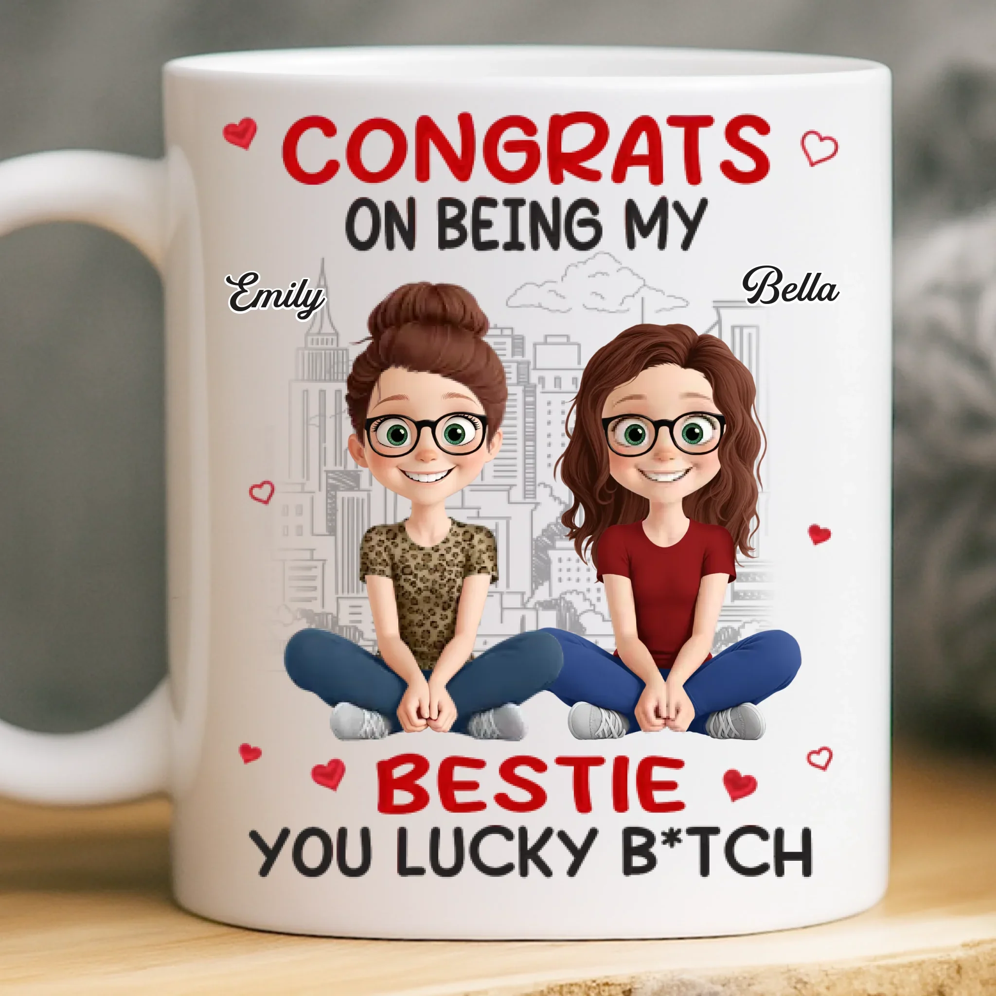Custom Mug - Personalized Best Friend Birthday Gifts For Women, Besties, Sisters, BFF - Caffeine & Confessions - Robaser