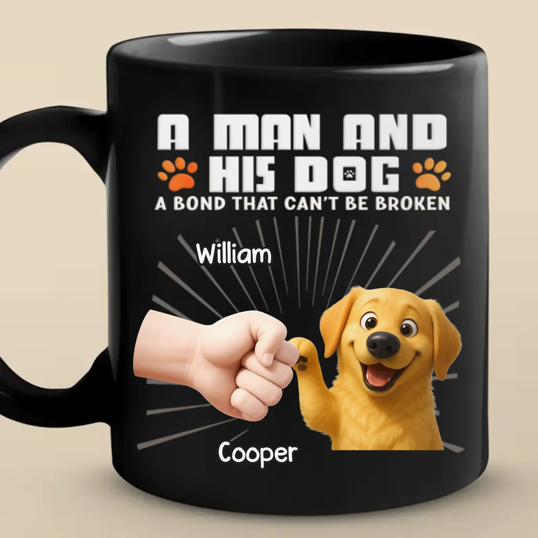 Custom Black Mug - Personalized Birthday Gifts For Dog Lovers, Dog Dad And Mom - Powered By Puppy Joy - Robaser