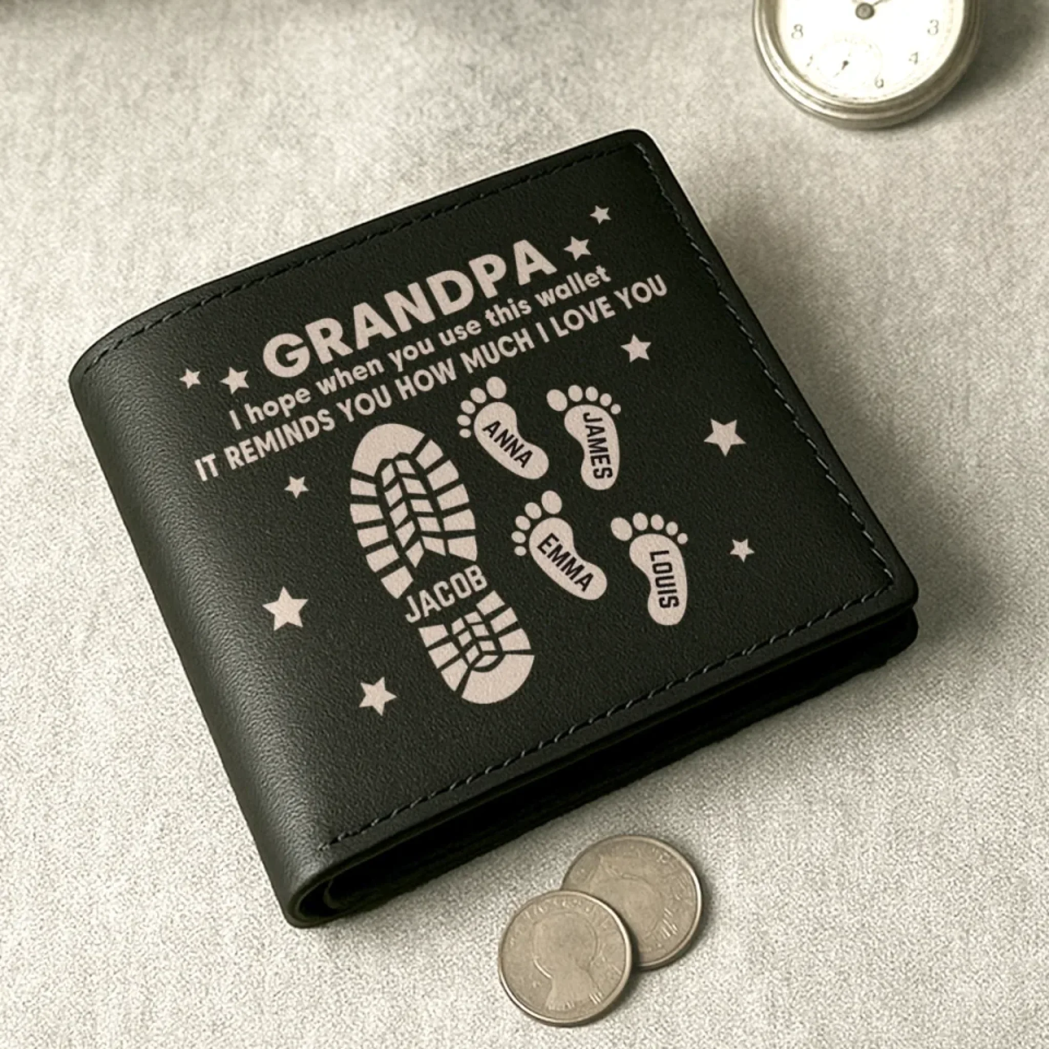 Carry This, And Carry Our Love With You Too - Family Personalized Custom Double-Sided Printed Leather Wallet - Father's Day, Gift For Dad, Grandpa - Robaser