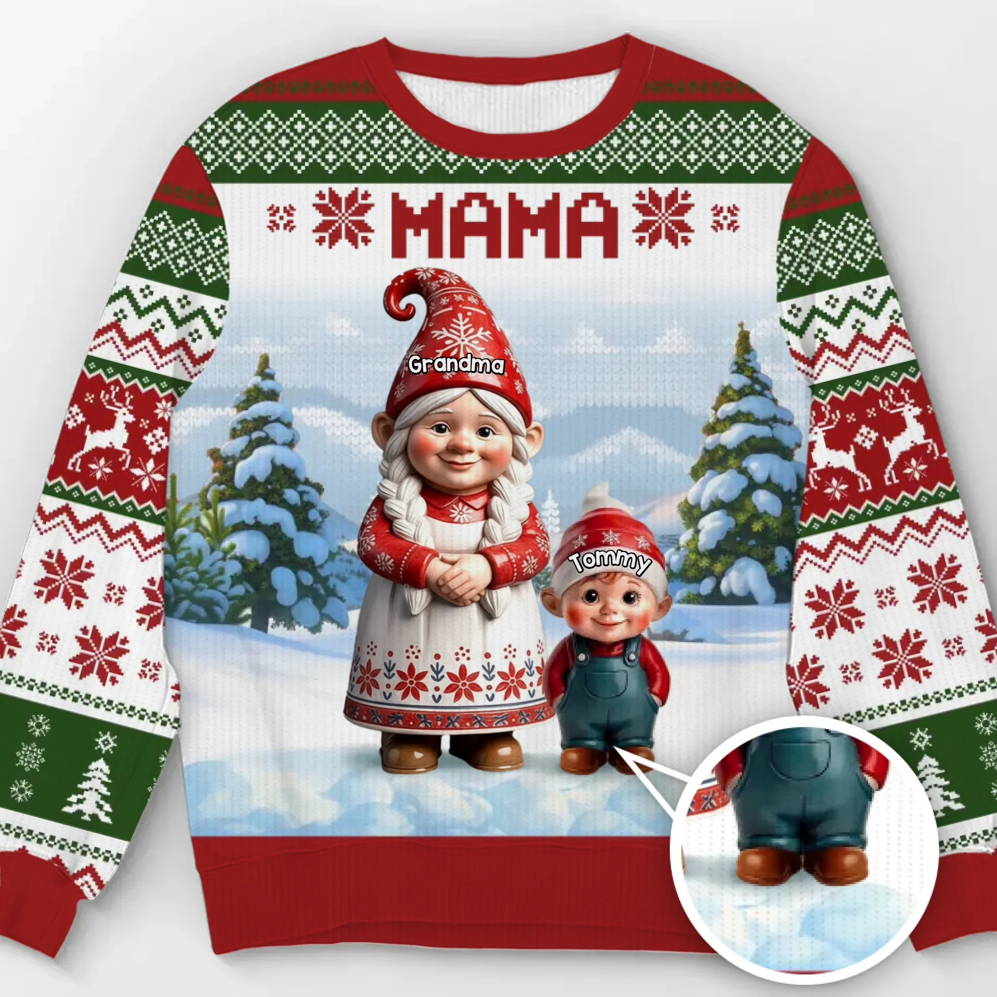 Custom Gnome Unisex Ugly Sweatshirt - Personalized Christmas Birthday Gifts For Mom, Grandma - Christmas Magic Shared Across Generations - Robaser