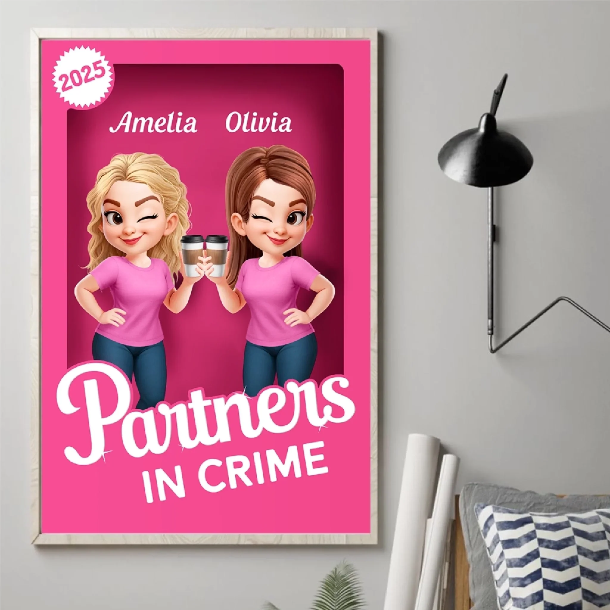 Custom Vertical Poster - Personalized Best Friend Birthday Gifts For Women, Besties, Sisters, BFF - Double Trouble Best Friends - Robaser