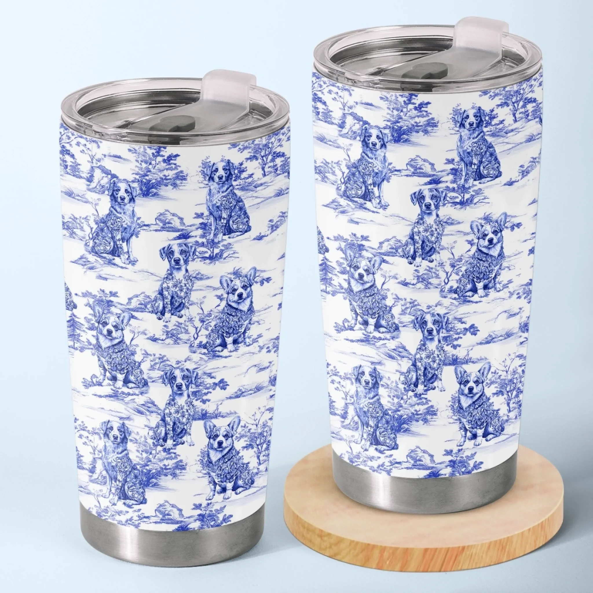 Custom Tumbler - Personalized Birthday Gifts For Dog Lovers, Dog Dad And Mom - Dogs And Dreams In Blue - Robaser