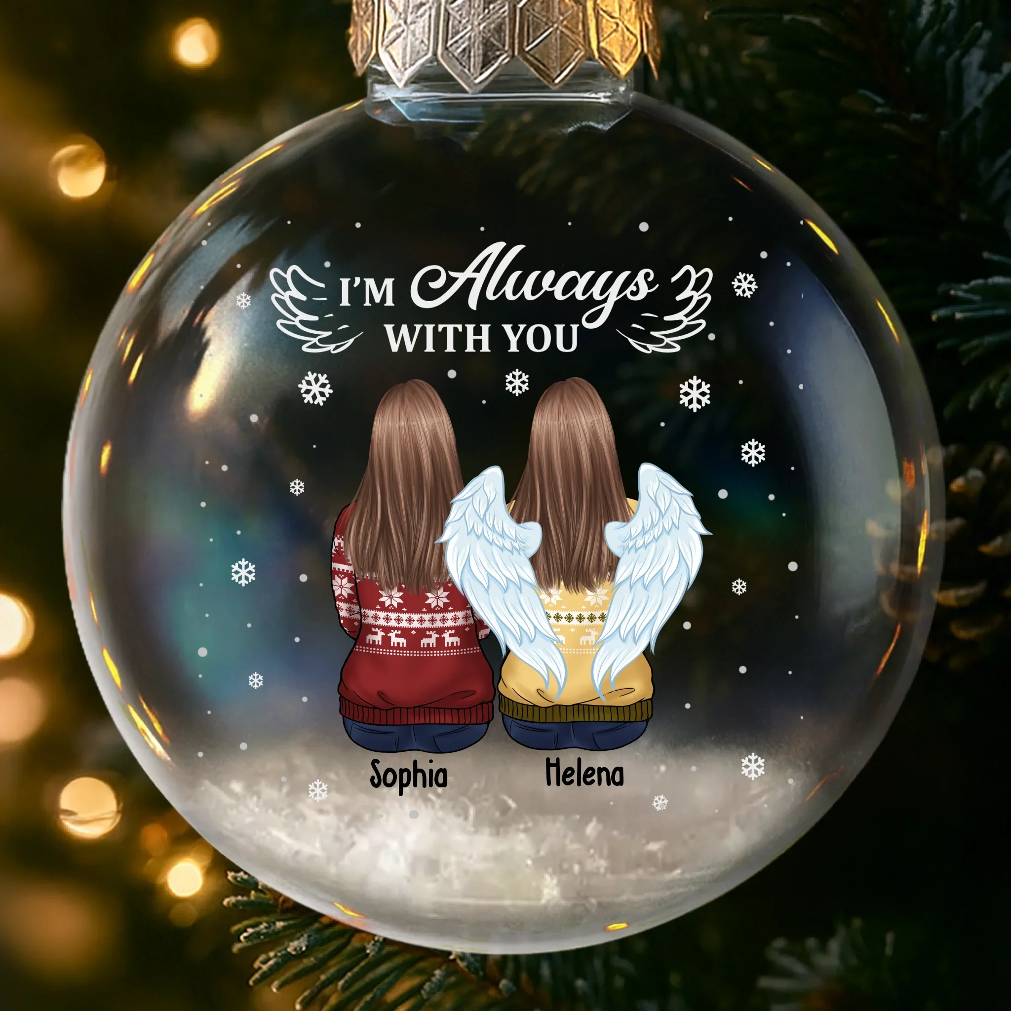 Custom Snow-Filled Ball Ornament - Personalized Memorial Sympathy Gifts For Loss Of Mom, Dad - Gone Yet Never Truly Forgotten - Robaser