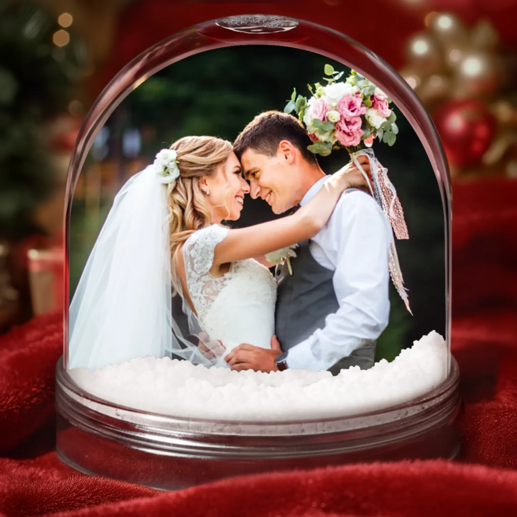 Custom Photo Acrylic Snow Globe - Personalized  Anniversary Christmas Wedding Gifts For Husband And Wife, Him And Her - Spinning Into Forever - Robaser