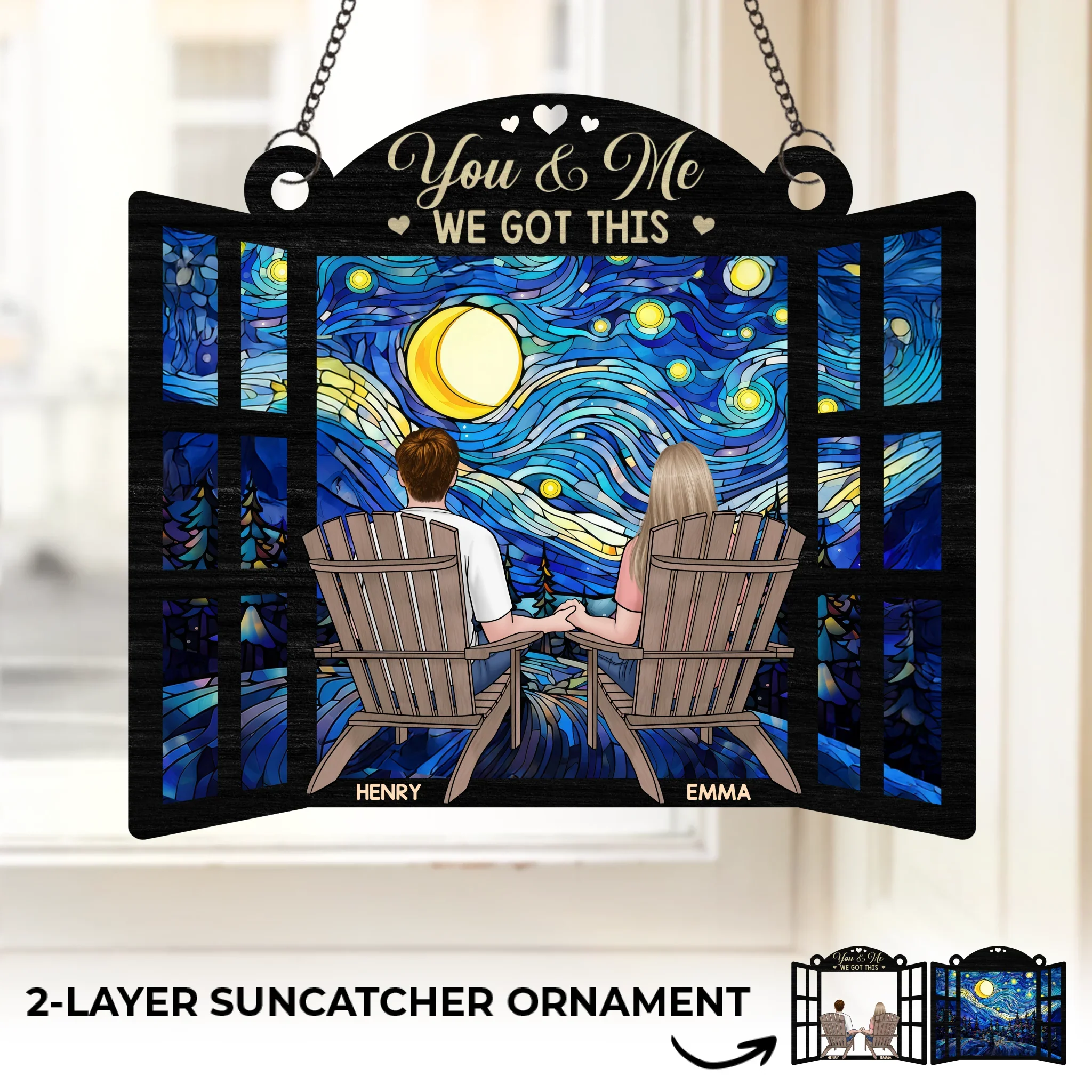 The View  s Better With You - Couple Personalized Window Hanging Suncatcher Ornament - Gift For Husband Wife, Anniversary - Robaser