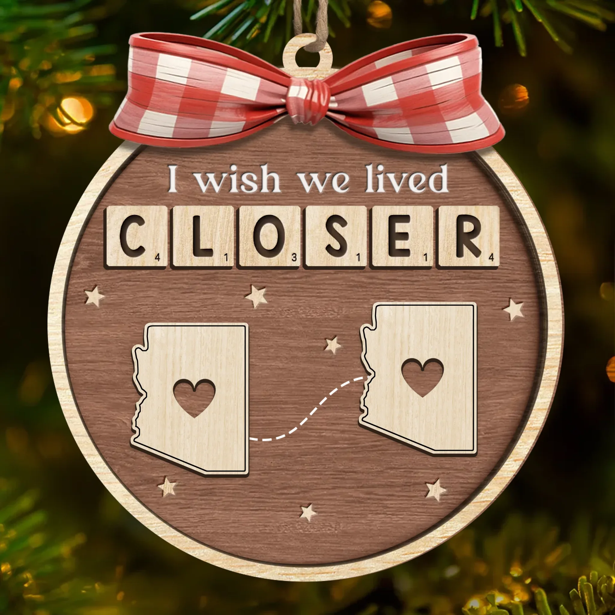 Custom Long Distance Wood Ornament - Personalized Best Friend Birthday Gifts For Women, Besties, Sisters, BFF - Across Borders Our Bond Remains - Robaser