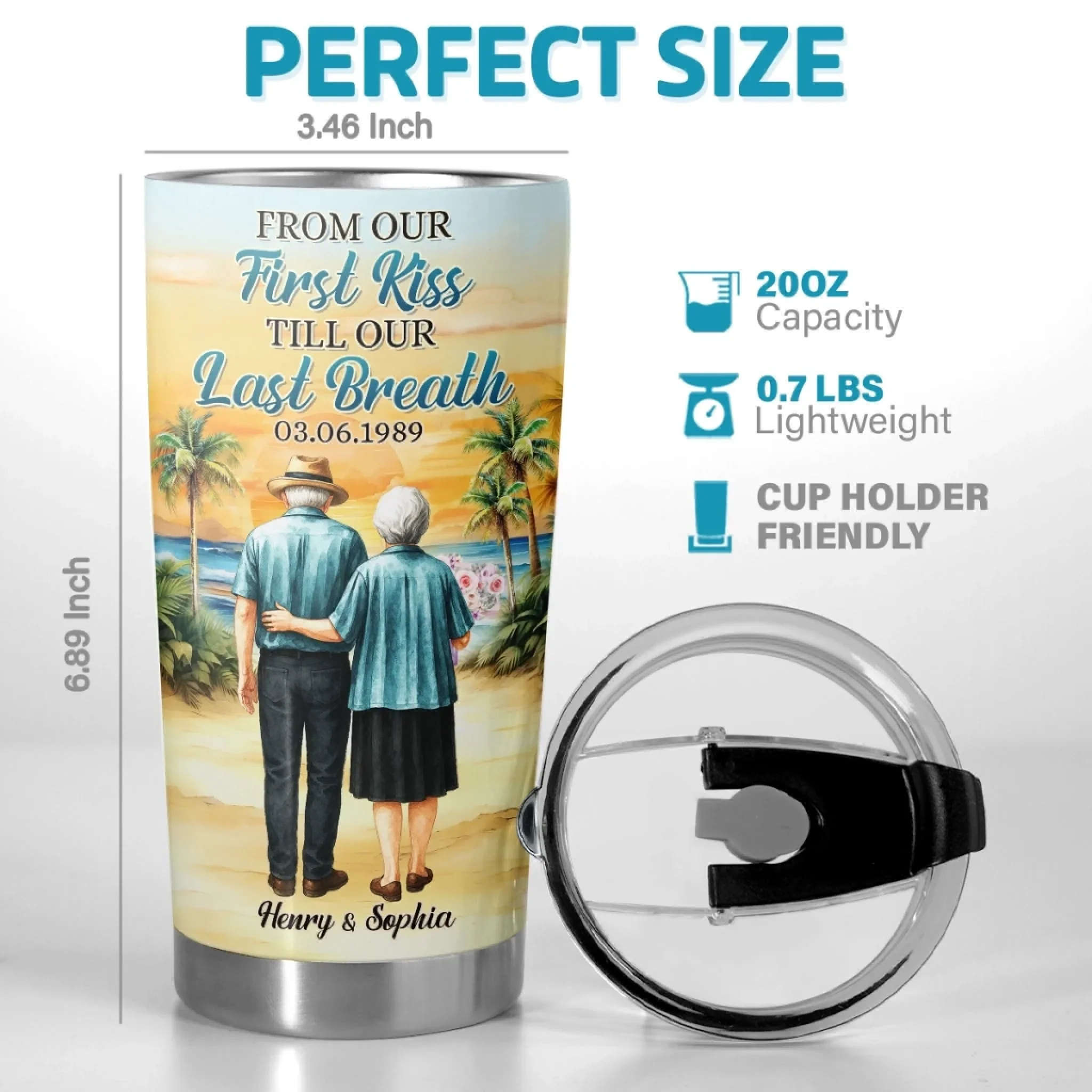 Custom Tumbler - Personalized Anniversary Wedding Gifts For Husband And Wife, Him And Her - First Kiss, Endless Love Journey - Robaser