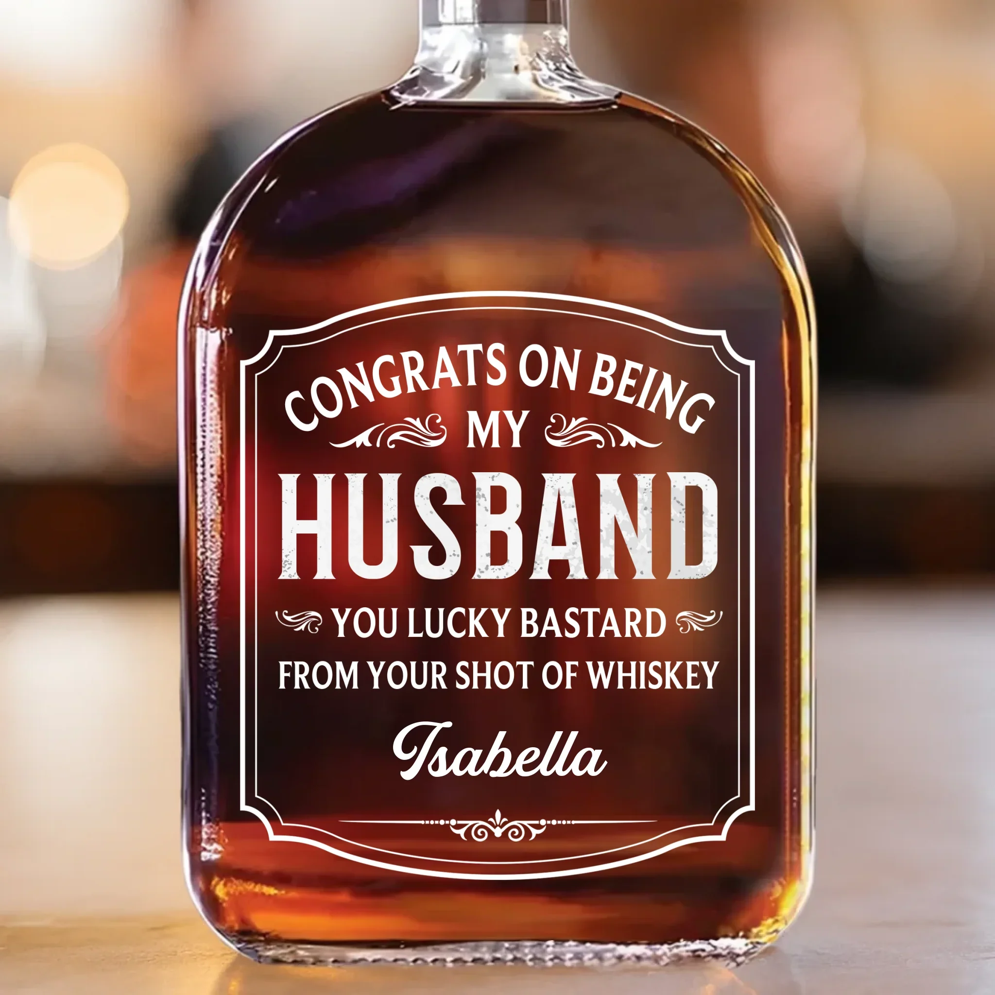 Cheers To My Amazing Husband - Couple Personalized Custom Whiskey Bottle - Gift For Husband Wife, Anniversary - Robaser