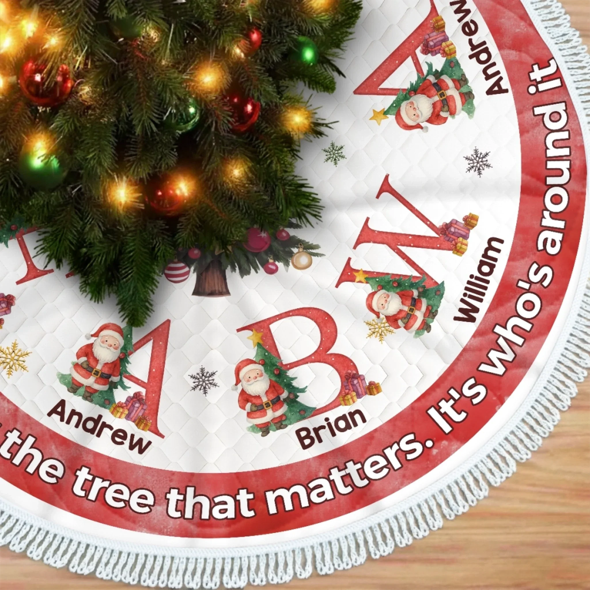 Custom Tree Skirt - Personalized Christmas Birthday Gifts For Mom, Dad, Brother, Sister, Kids - Joy Wrapped Around Us - Robaser