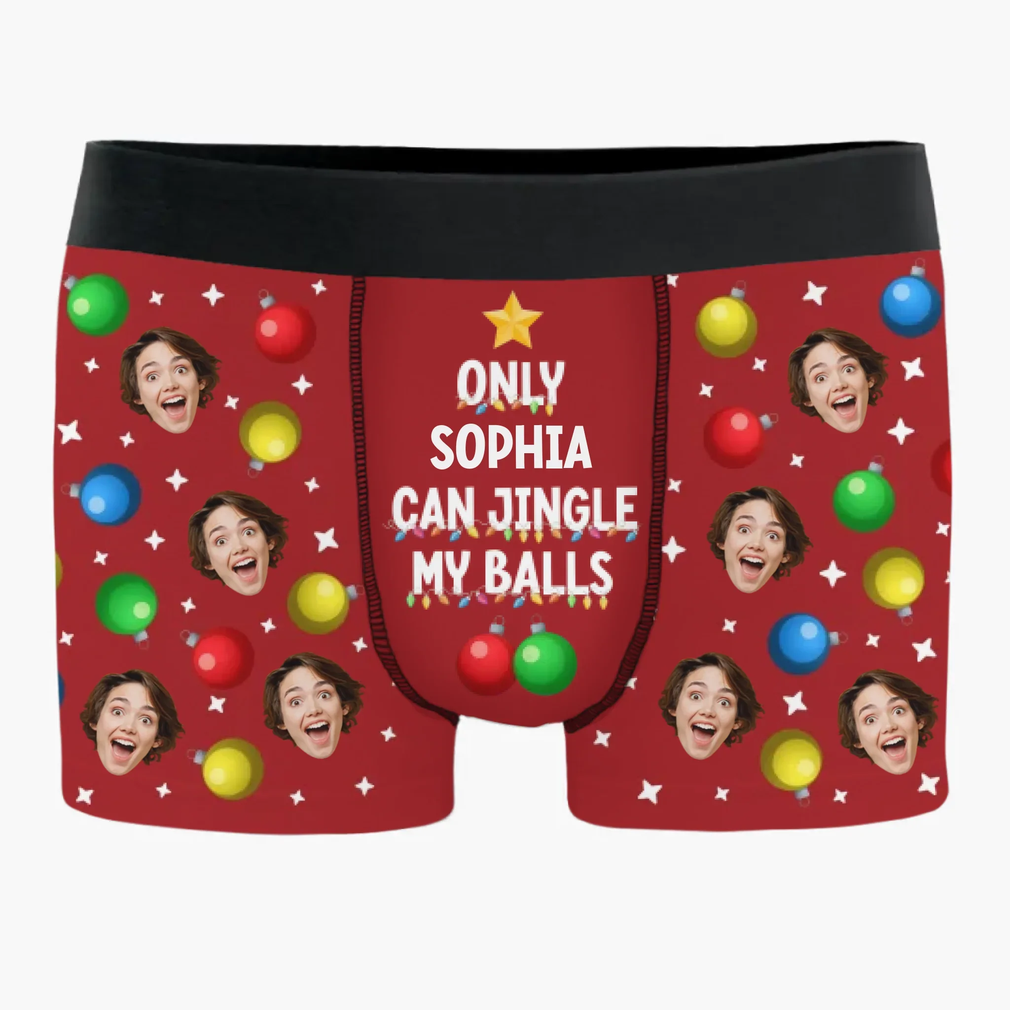 Custom Photo Boxer Briefs, Men's Boxers - Personalized Anniversary Christmas Wedding Gifts For Husband And Wife, Him And Her - Naughty List Approved - Robaser