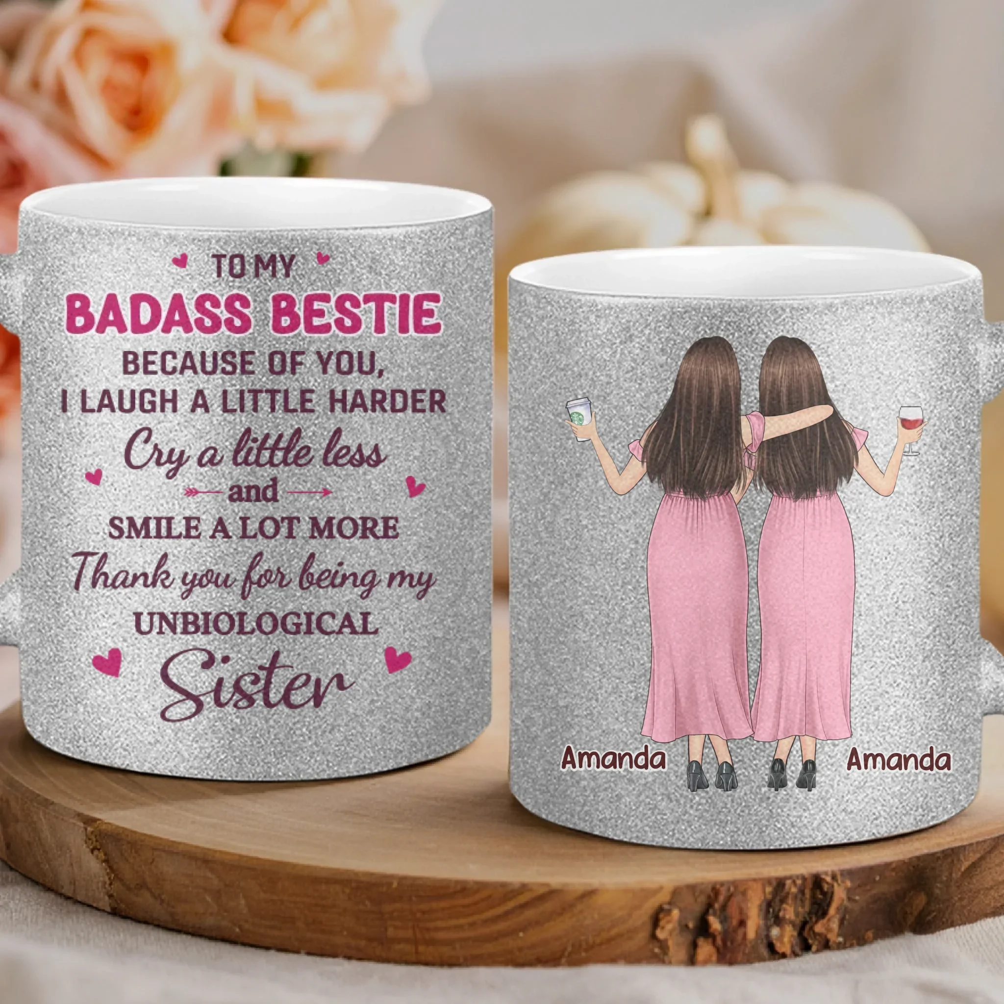Custom 11OZ Glitter Matte Ceramic Mug - Personalized Best Friend Birthday Gifts For Women, Besties, Sisters, BFF - Together We Make Life Sweet - Robaser