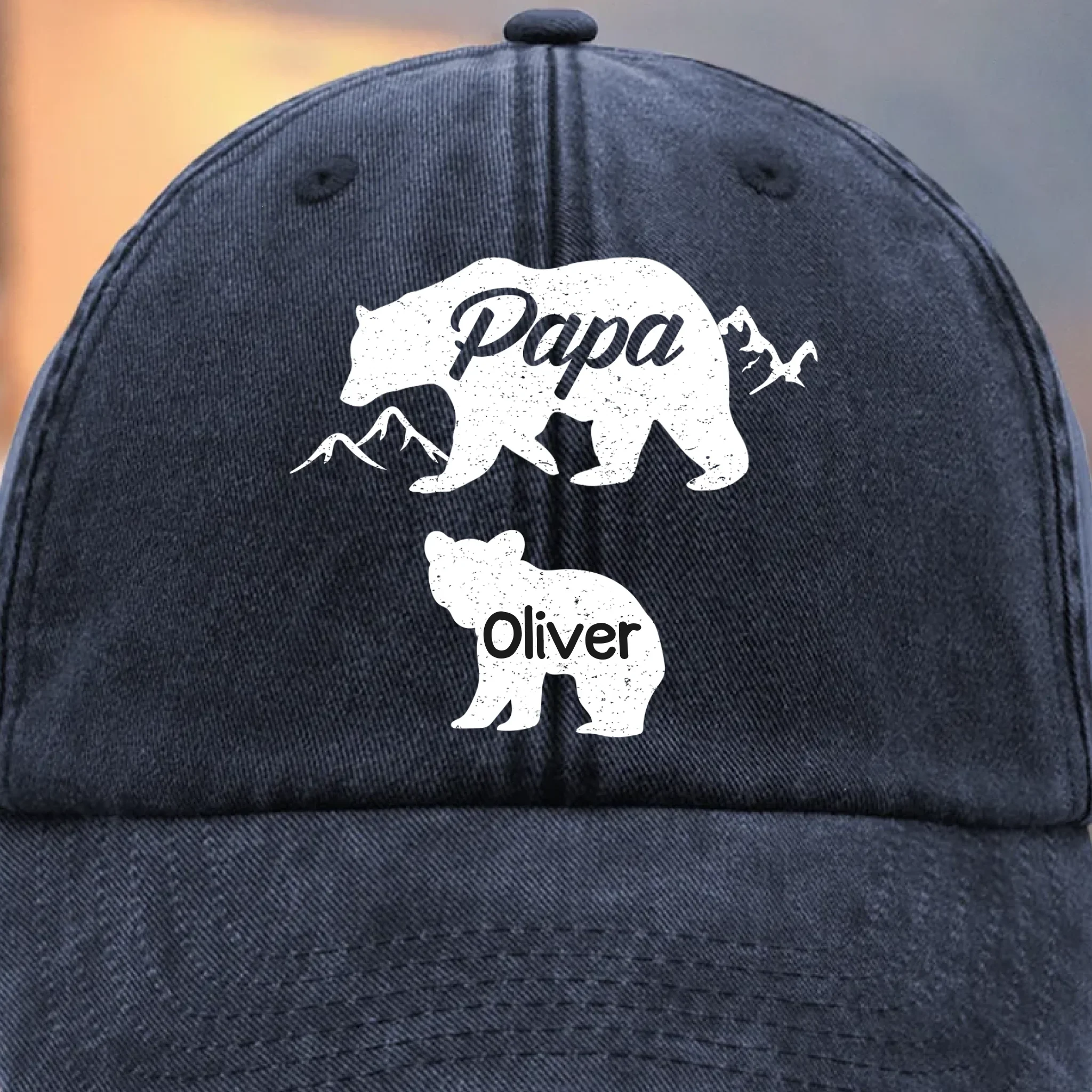 Custom Vintage Washed Denim Baseball Cap - Personalized Birthday Gifts For Dad, Grandpa - Cherishing Moments By Your Side - Robaser