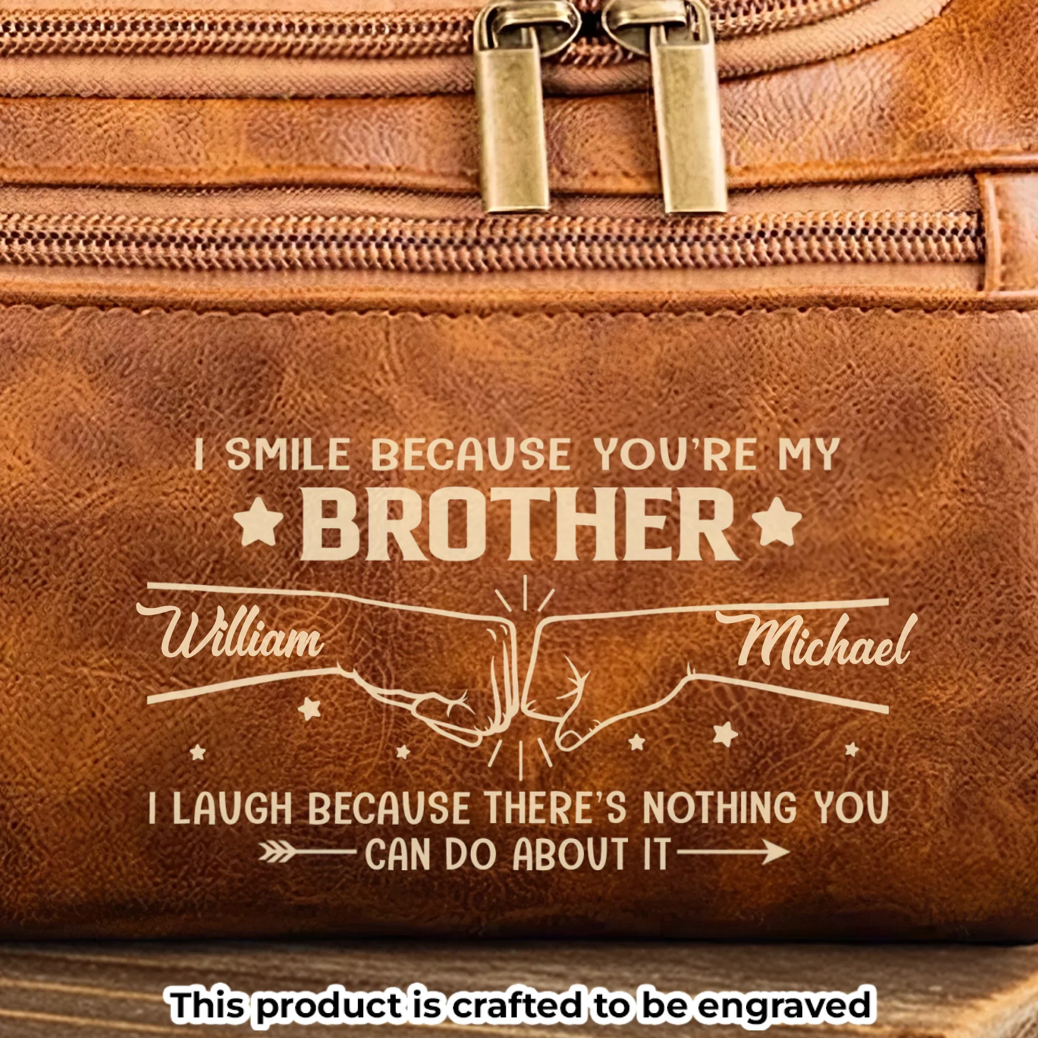Custom Engraved Leather Toiletry Bag - Personalized Birthday Gifts For Brother - Always Got Your Back - Robaser