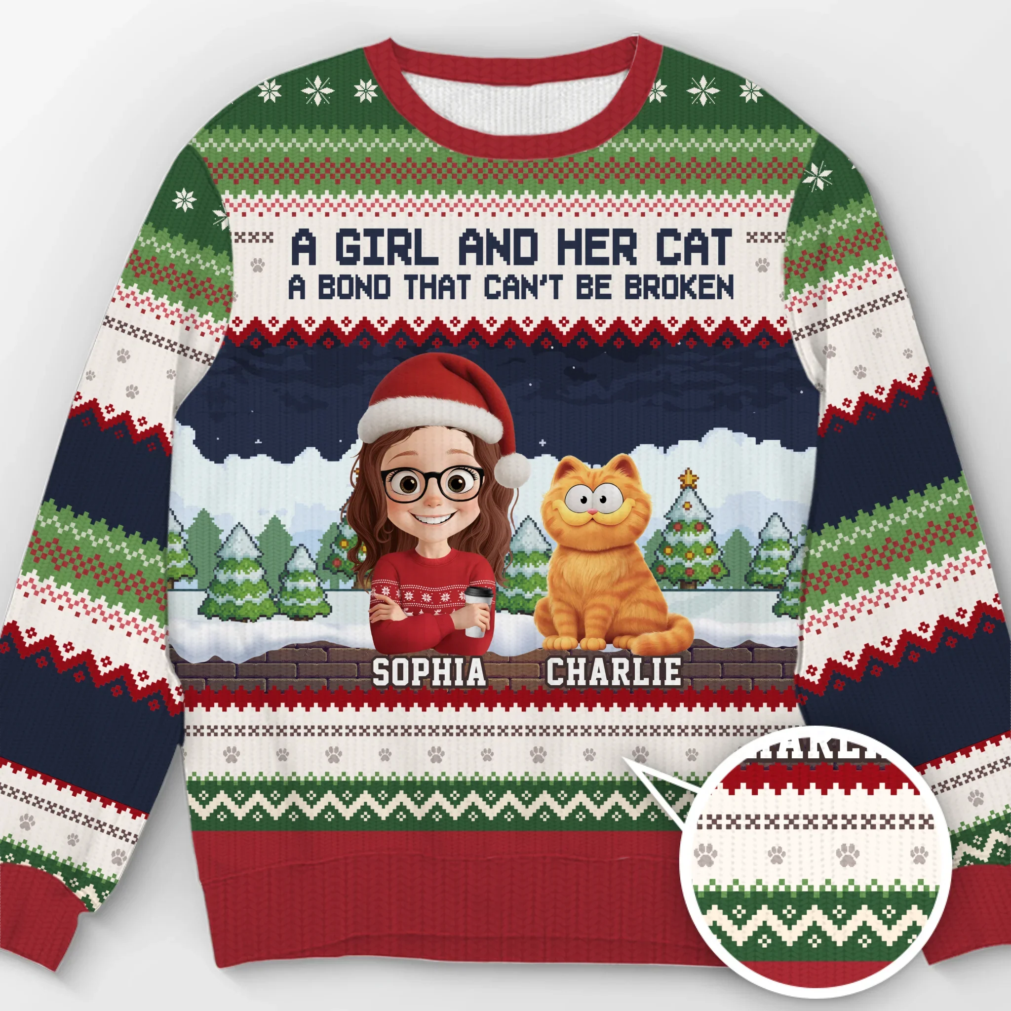 Custom Unisex Ugly Sweatshirt - Personalized  Christmas Birthday Gifts For Cat Lovers, Cat Mom And Dad - Whiskers In The Snow - Robaser