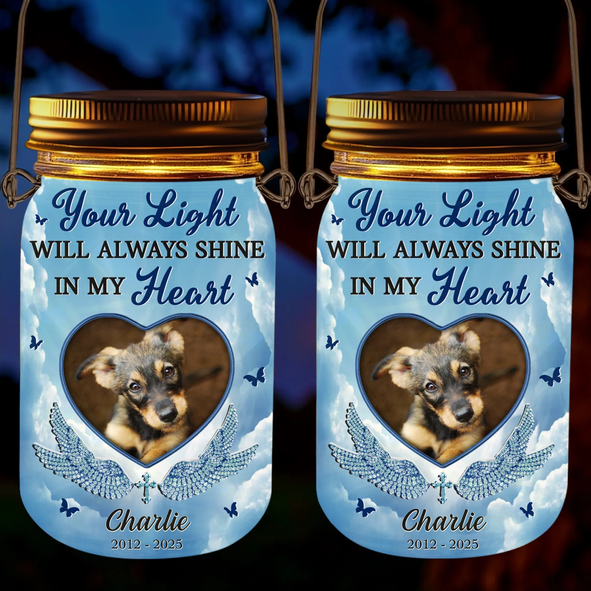 Custom Photo Love Like Yours Never Dims - Memorial Personalized Custom Solar Jar Lantern - Sympathy Gift For Pet Owners, Pet Lovers - Robaser