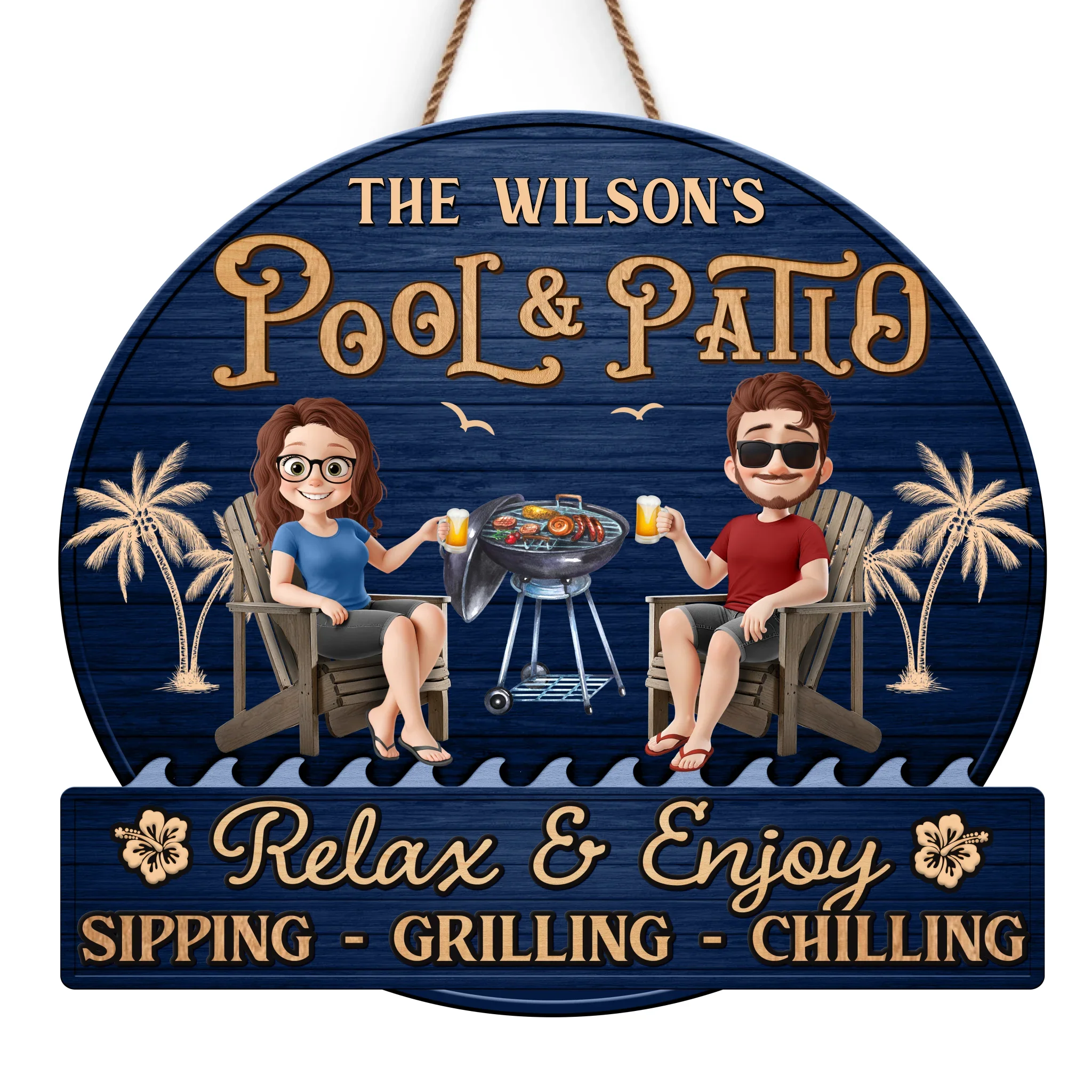 Custom Home Decor Wood Sign - Personalized Anniversary Wedding Gifts For Husband And Wife, Him And Her - Welcome To Our Happy Place - Robaser