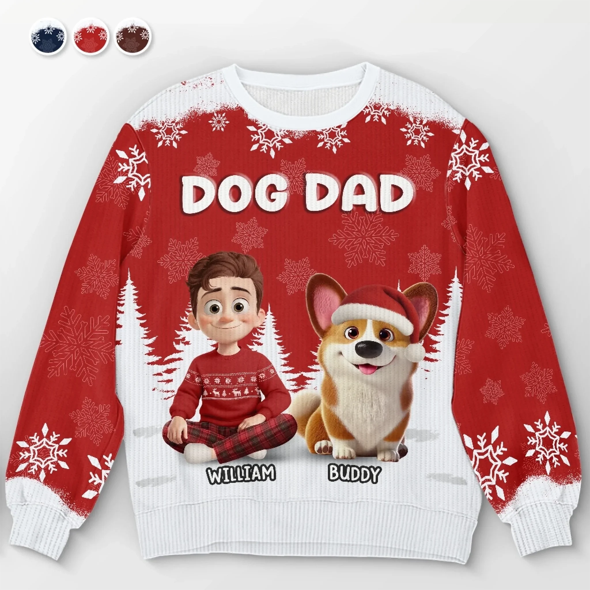 Custom Unisex Ugly Sweatshirt - Personalized  Christmas Birthday Gifts For Dog Lovers, Dog Dad And Mom - Best Christmas Wingman Ever - Robaser