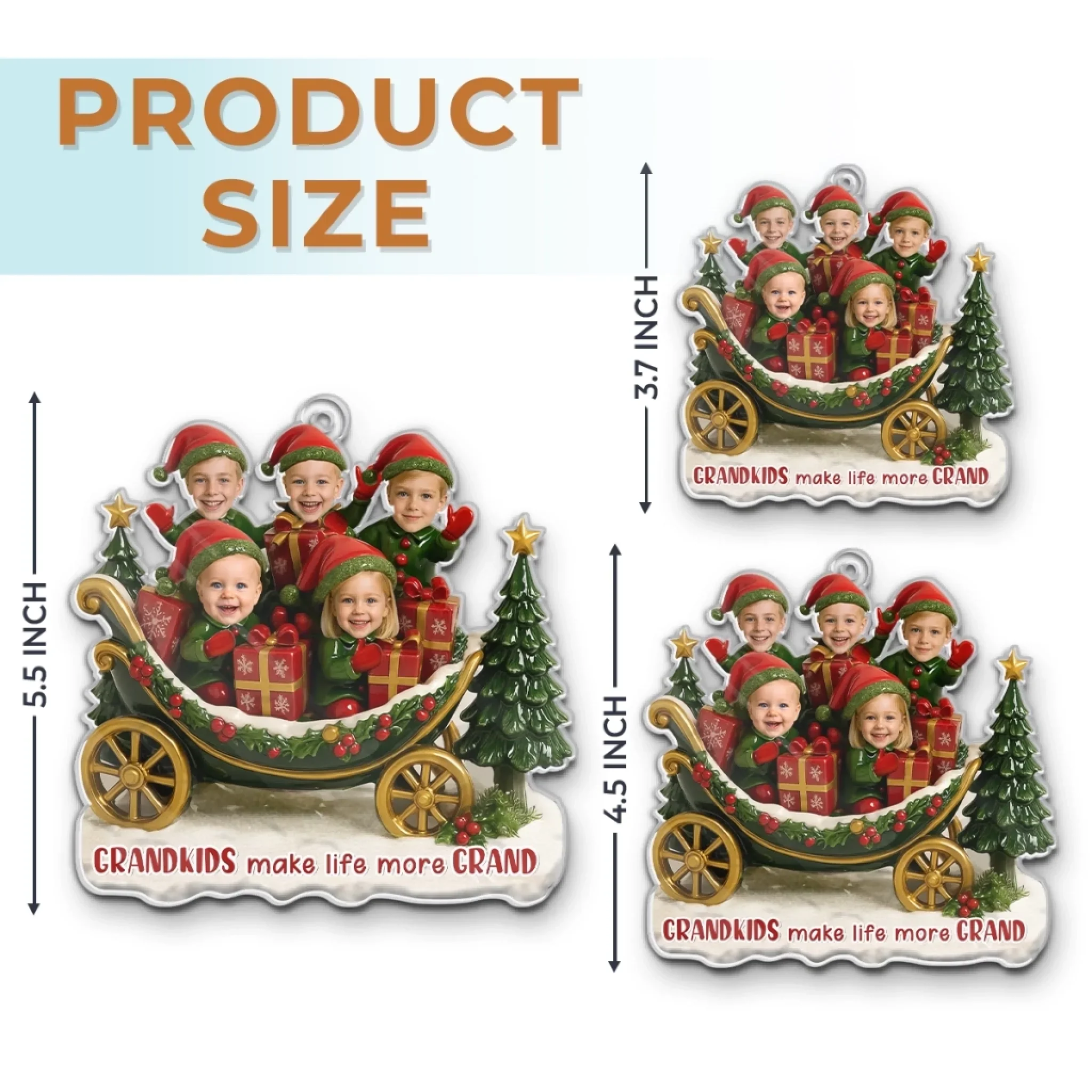 Custom Photo Acrylic Ornament - Personalized Christmas Birthday Gifts For Mom, Grandma - Joy Begins With Grandkids - Robaser