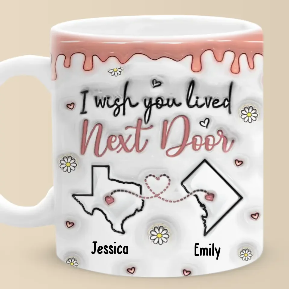 Friendship Transcends Distance And Time - Bestie Personalized Custom 3D Inflated Effect Printed Mug - Gift For Best Friends, BFF, Sisters - Robaser