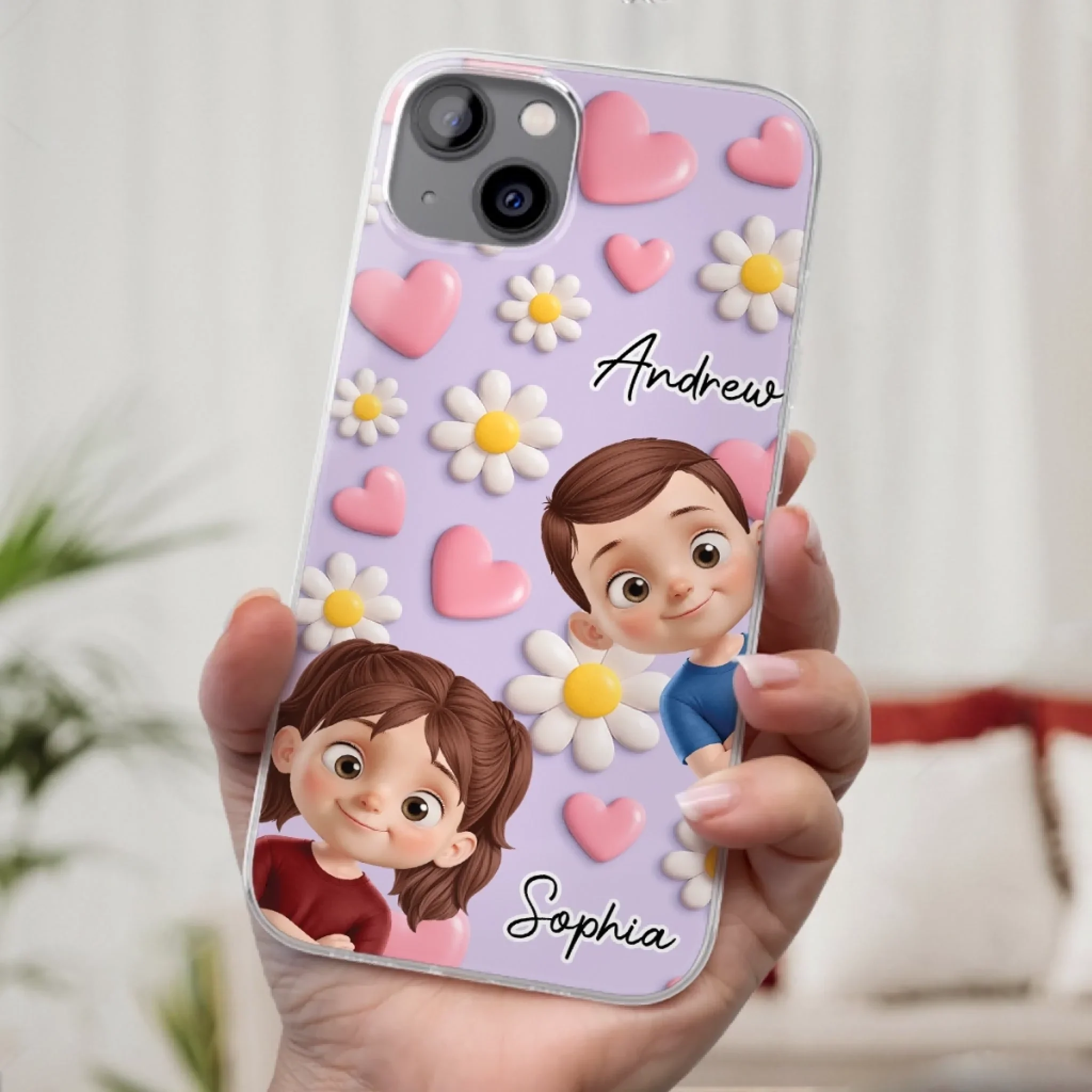 Custom 3D Inflated Effect Printed Clear Phone Case - Personalized Birthday Gifts For Mom, Grandma - Love You To Pieces - Robaser