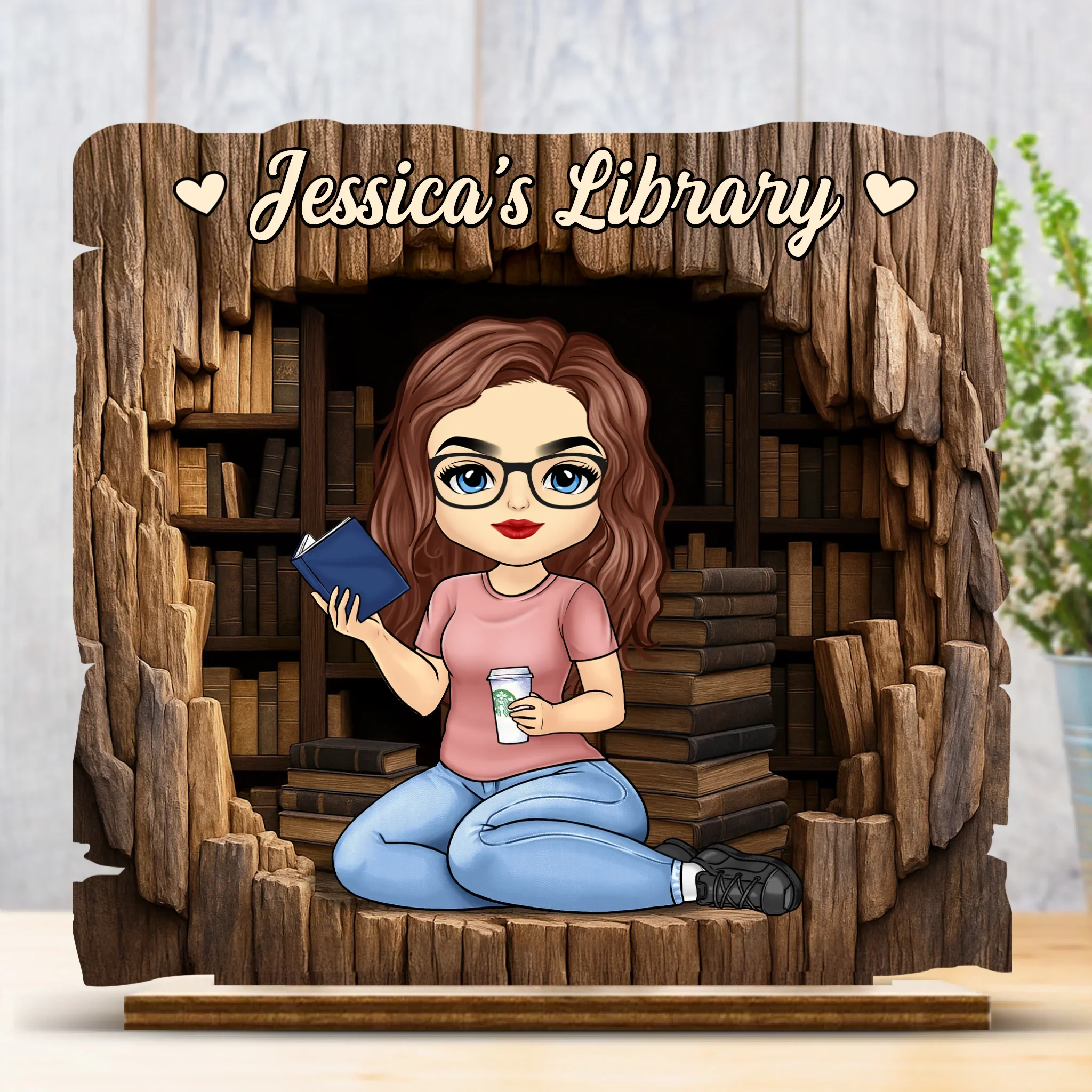 Custom Wooden Plaque - Personalized Book Gifts For Book Lovers - Welcome To My Book Nook - Desk Decor - Robaser