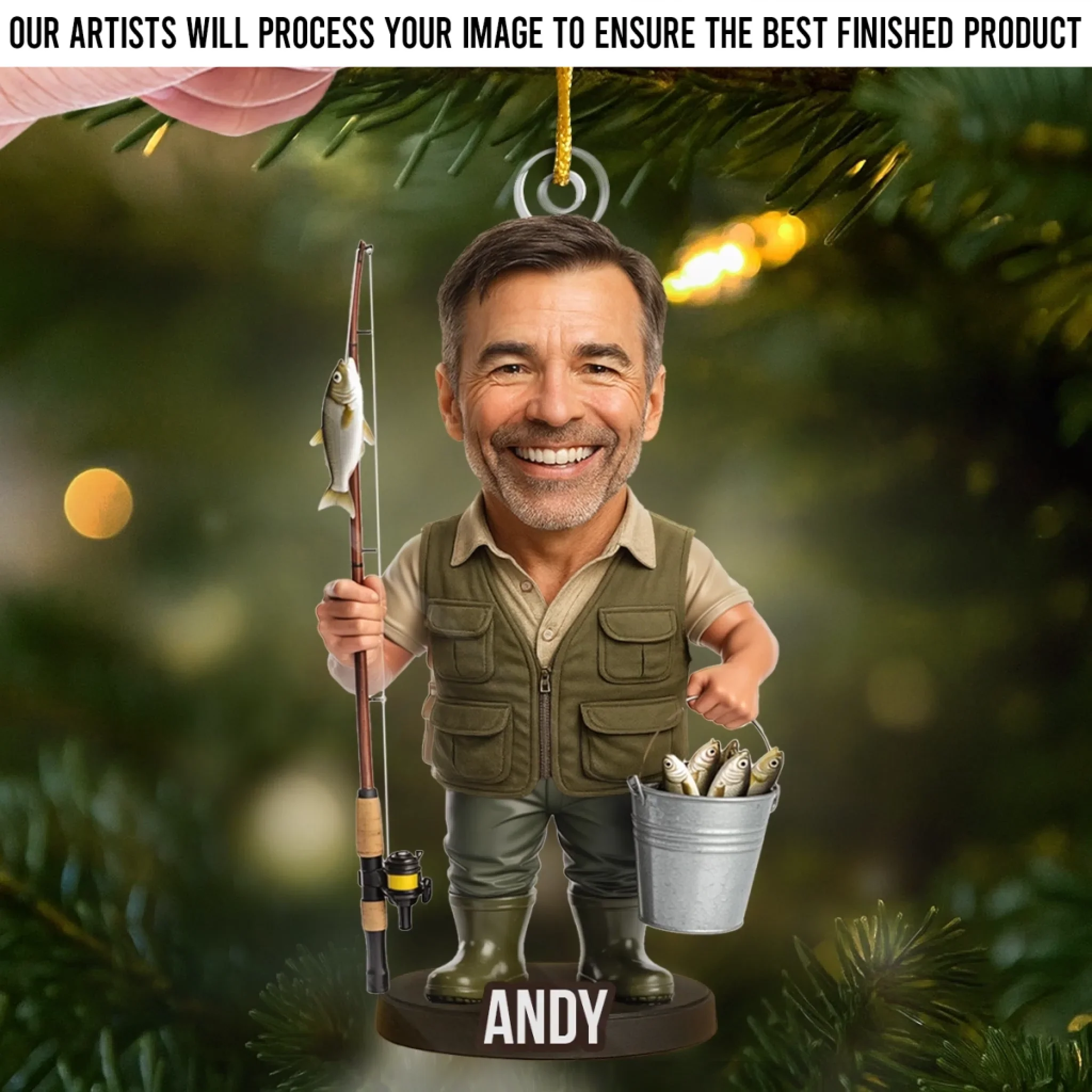 Custom Photo Acrylic Ornament - Personalized Christmas Birthday Fishing Gifts For Fisherman - Master Angler - Robaser