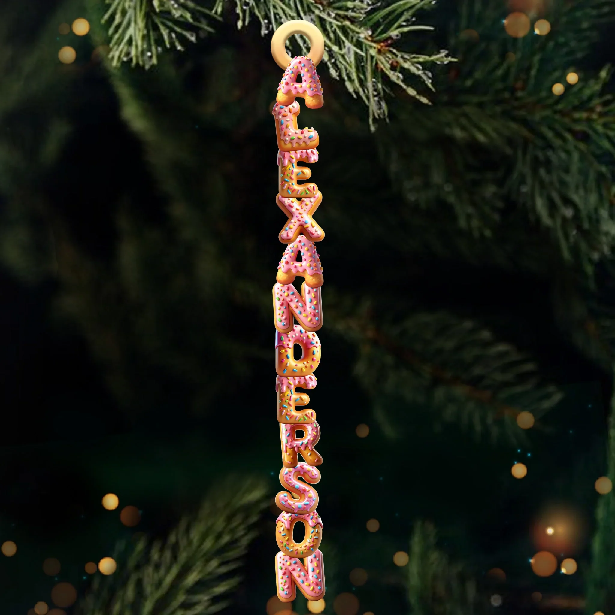 Custom Donut Letter Wooden Ornament - Personalized Christmas Birthday Gifts For Mom, Dad, Brother, Sister, Kids - A Donut Full Of Merry Vibes - Robaser